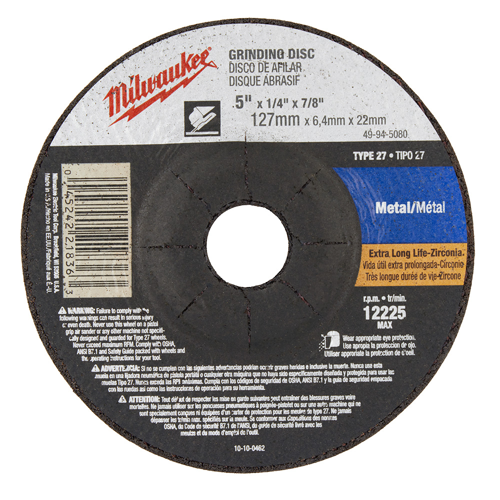 4-1/2" x 1/4" x 7/8" Grinding Wheel (Type 27)