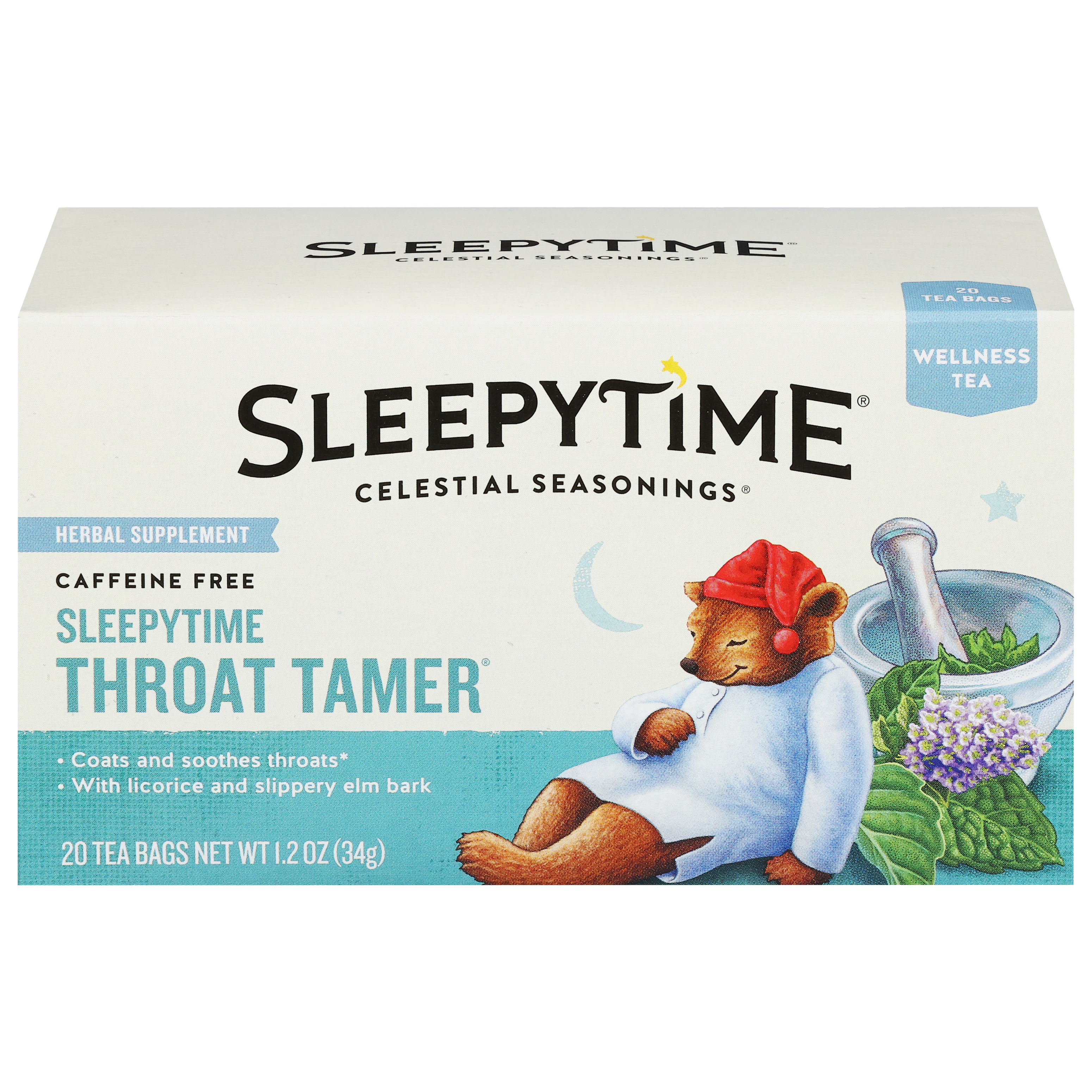 Celestial Seasonings Sleepytime Caffeine Free Throat Tamer Wellness Tea 20 Tea Bags