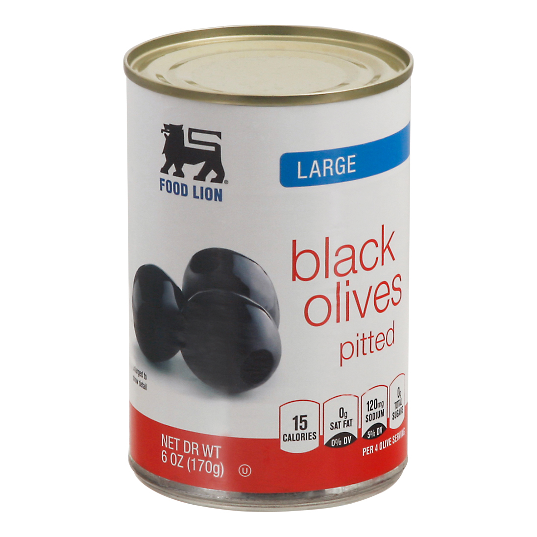 Food Lion Black Large Pitted Olives 6 oz Can