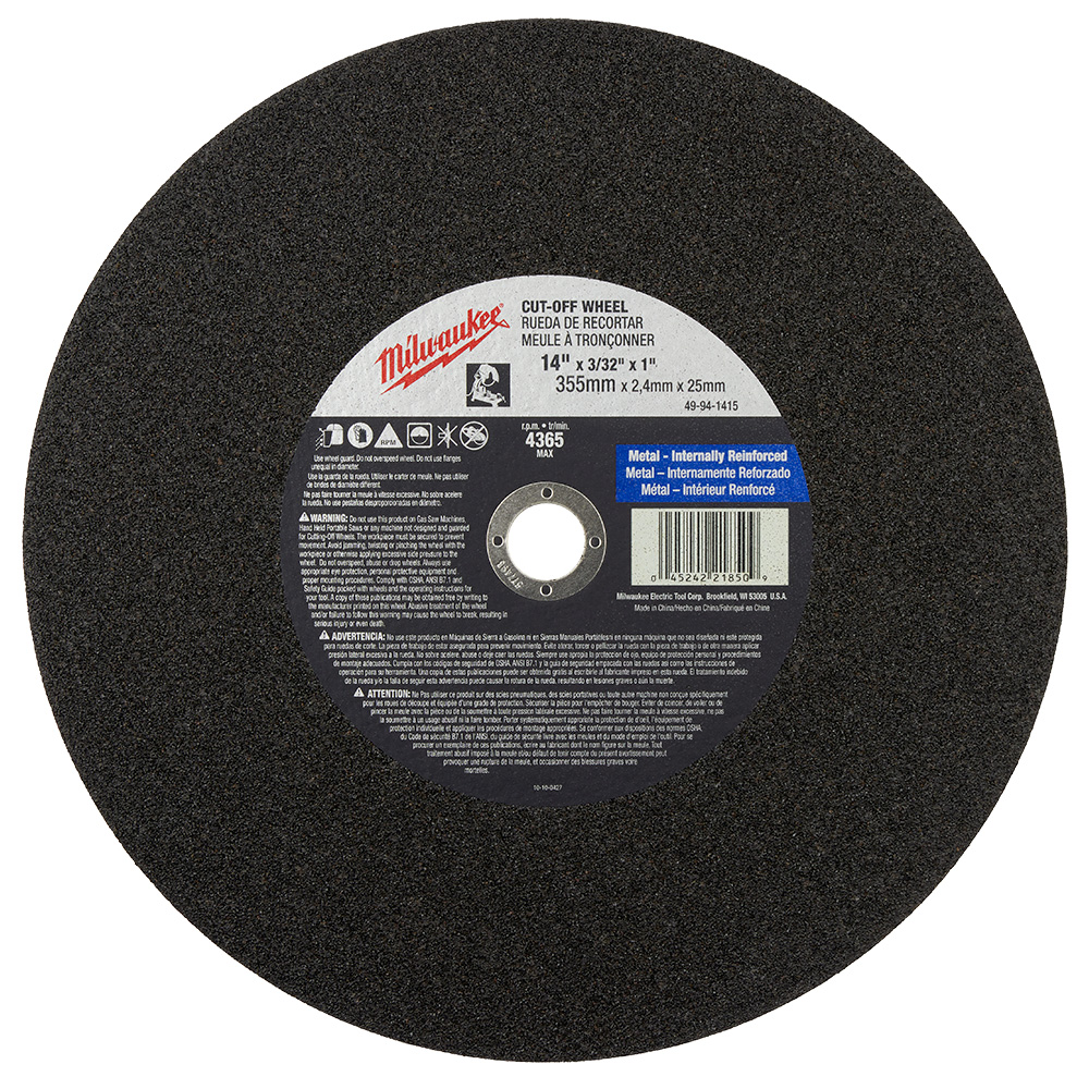 14" x 3/32" x 1" Cut-Off Wheel (Type 1)