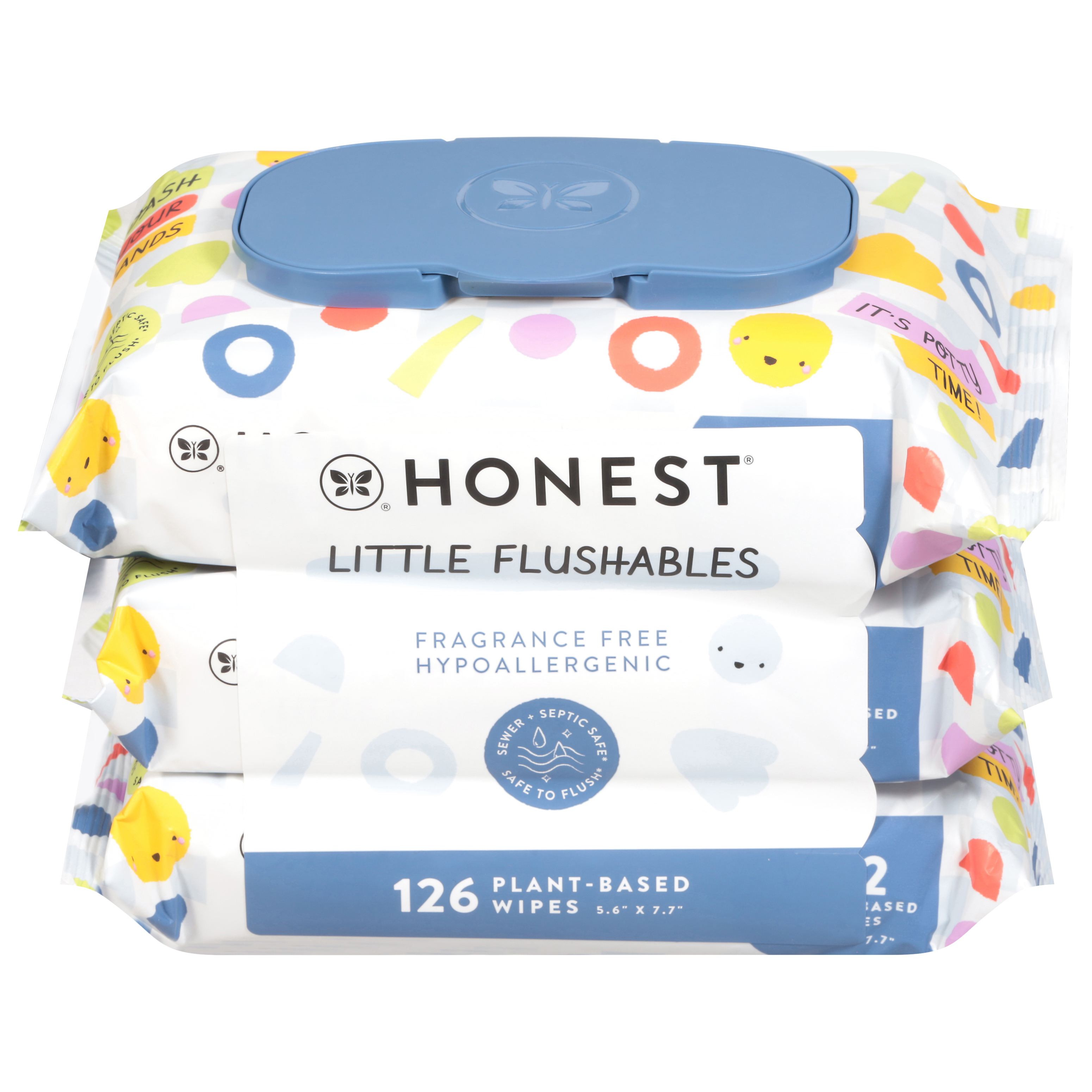 Honest Plant-Based Little Flushables Fragrance Free Hypoallergenic Wipes