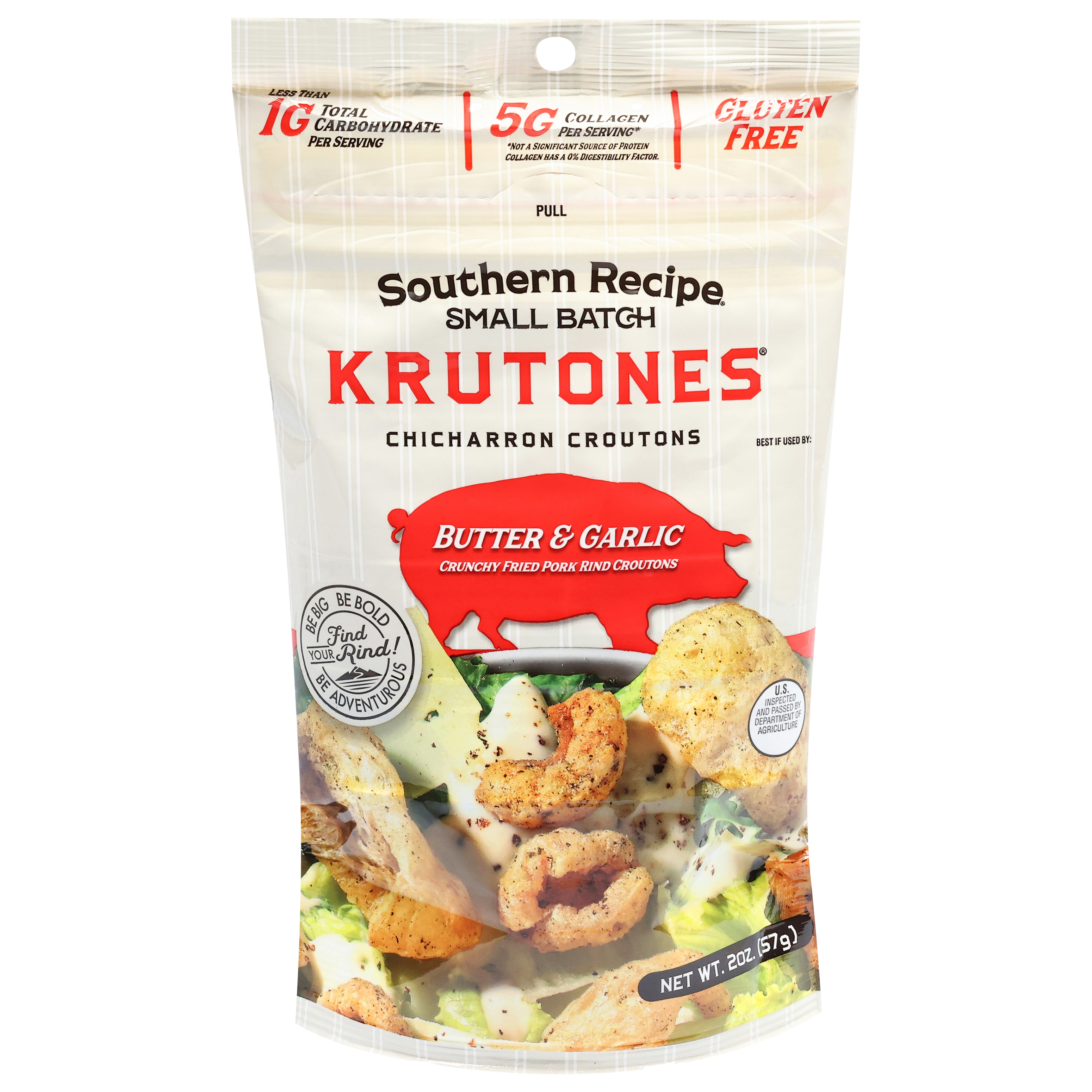Krutones Southern Recipe Butter & Garlic Chicharron Croutons