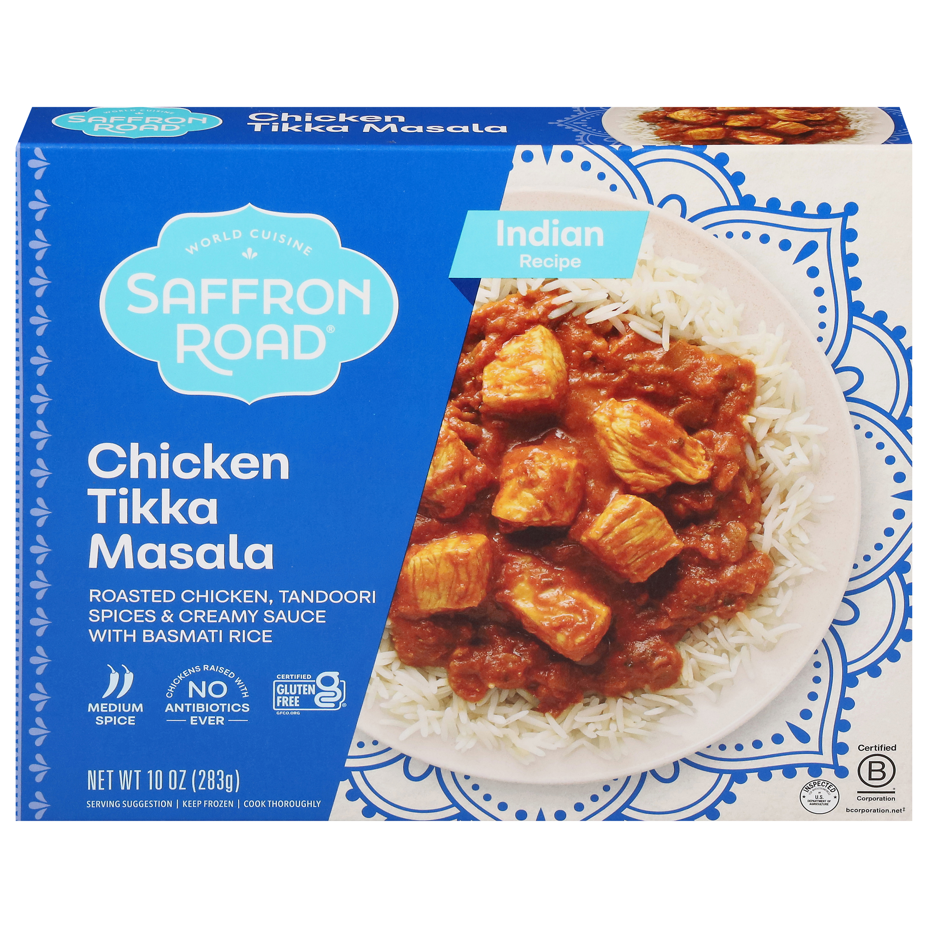 Saffron Road Gluten-Free Chicken Tikka Masala Indian Meal, 10 oz (Frozen)