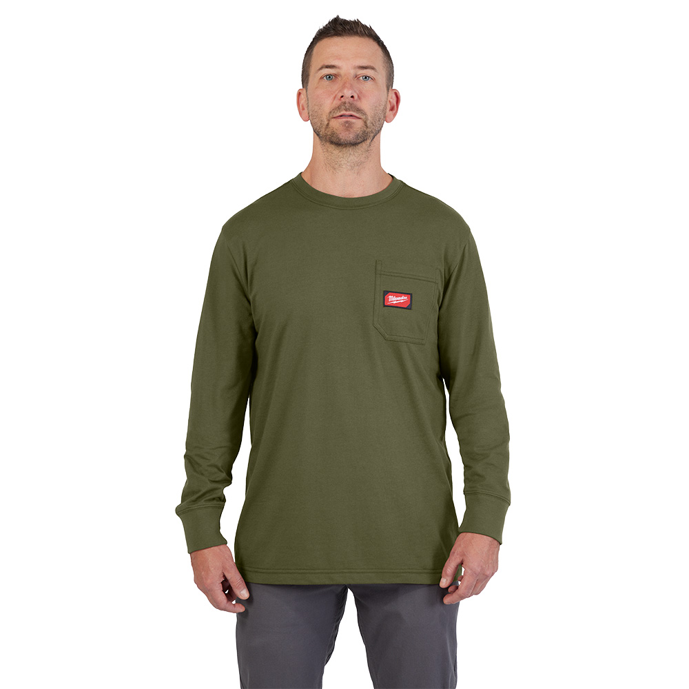 GRIDIRON Pocket T-Shirt - Long Sleeve Green 2X