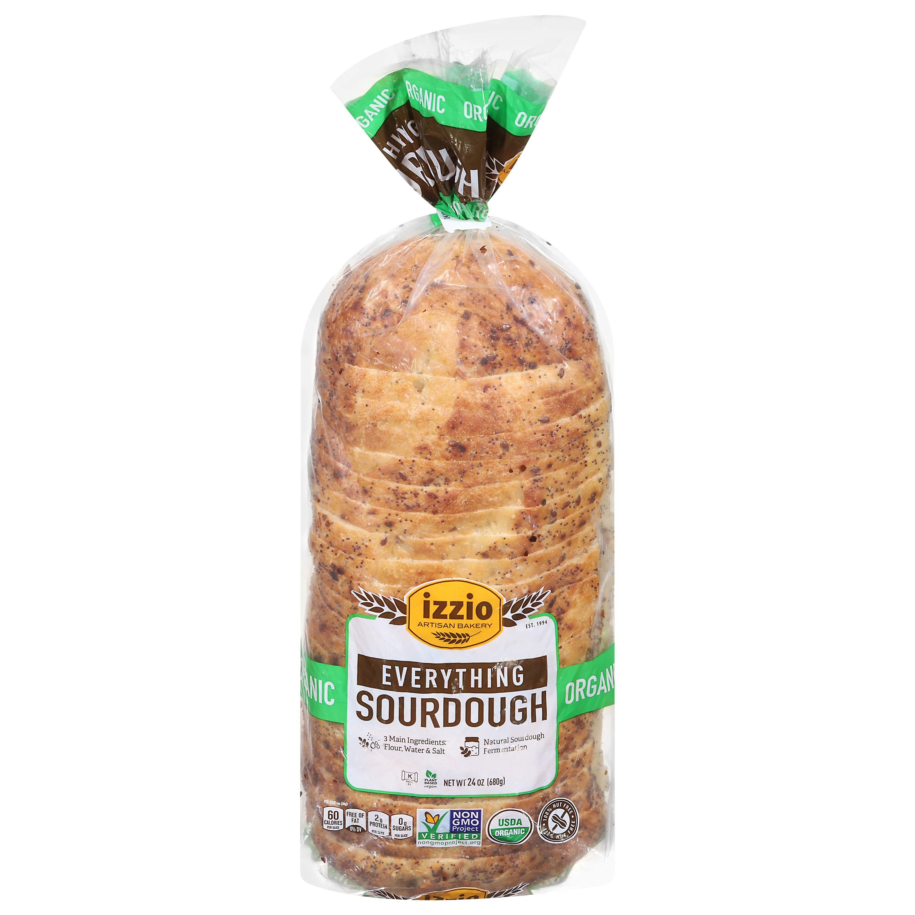 Izzio Artisan Bakery Organic Everything Sourdough