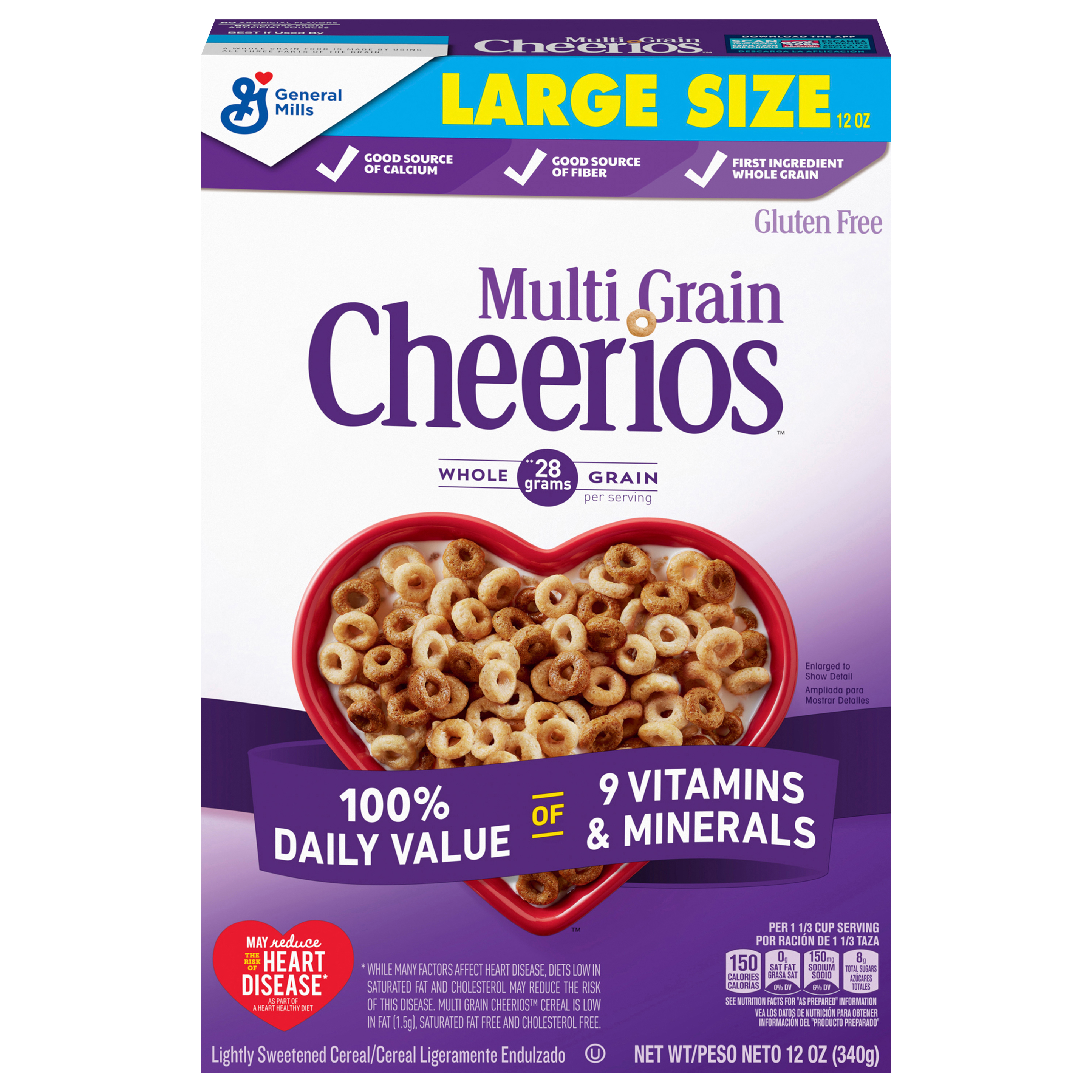Multi Grain Cheerios Heart Healthy Cereal, 12 OZ Large Size Cereal Box