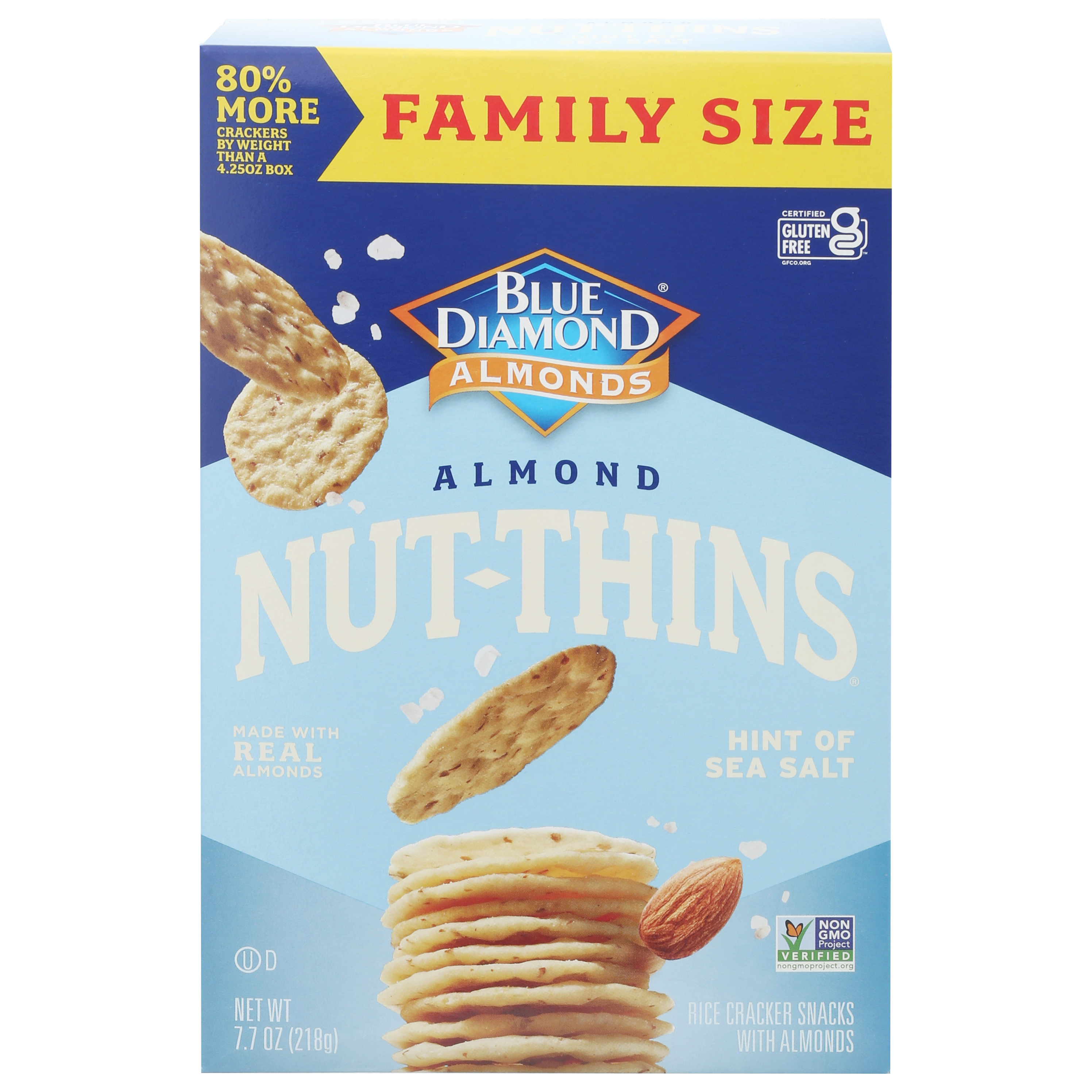 Blue Diamond Almonds Nut-Thins Hint of Sea Salt Rice Cracker Snacks with Almonds Family Size