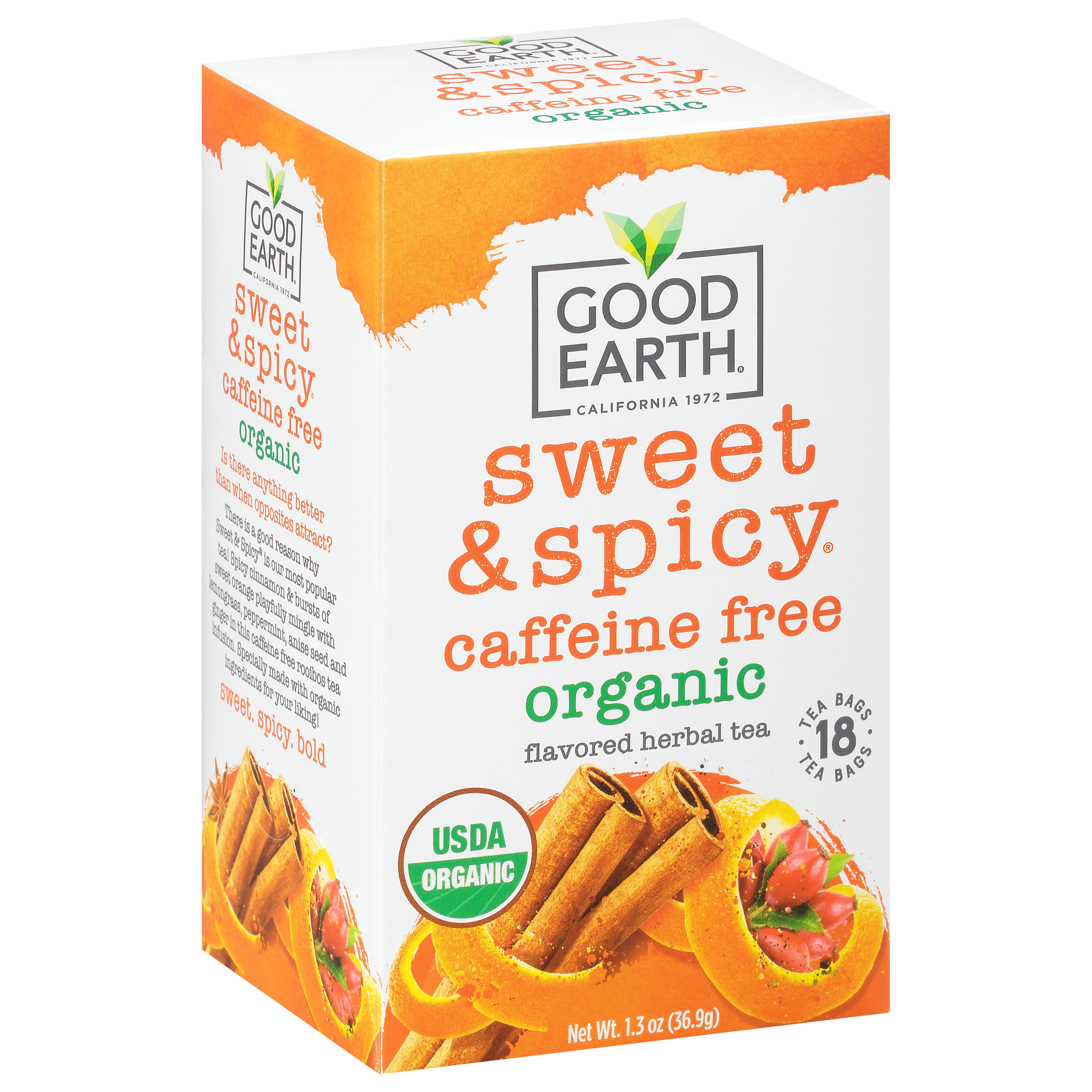 Good Earth Sweet & Spicy Tea Bags Caffeine Free Organic Herbal Tea