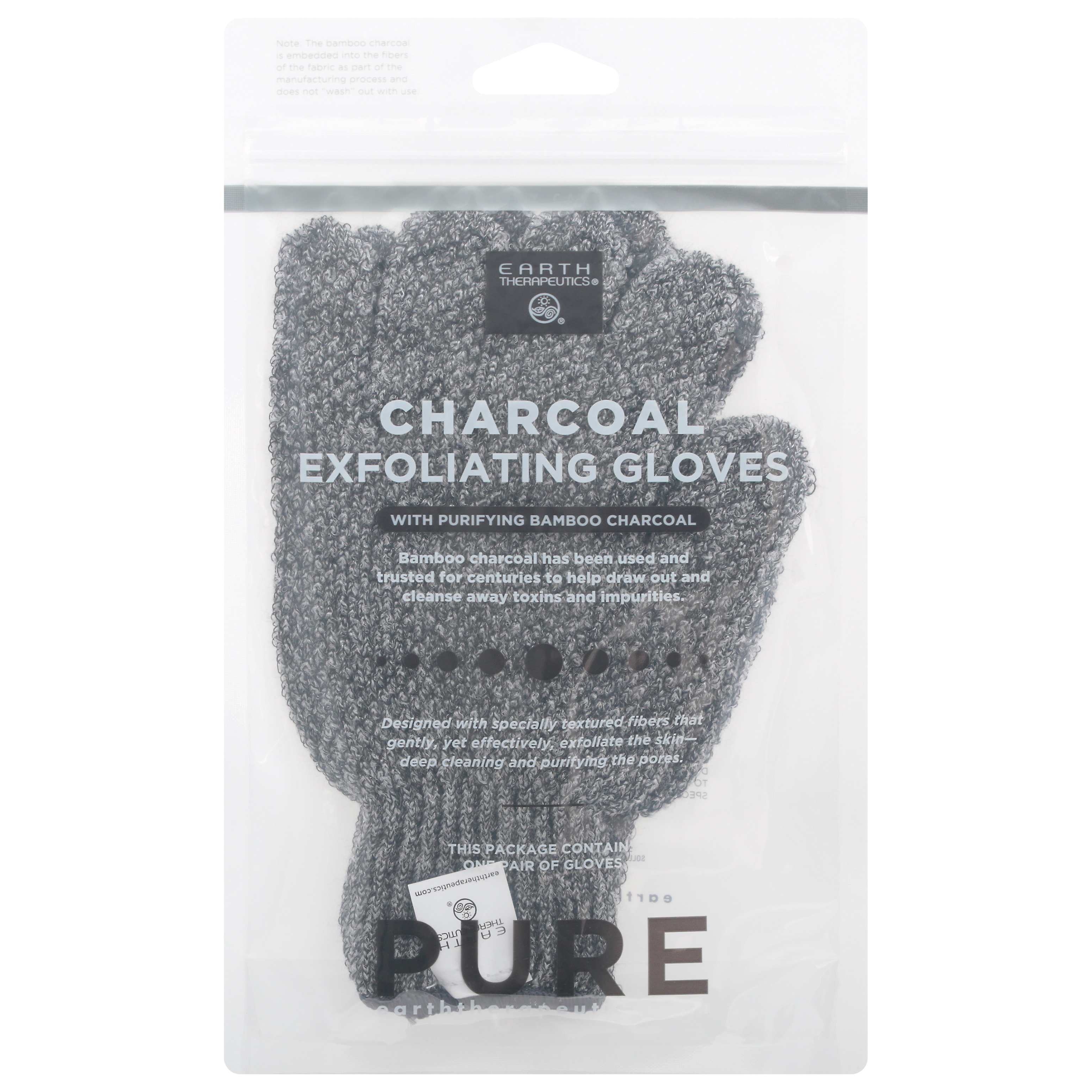 Earth Therapeutics Pure Charcoal Exfoliating Gloves