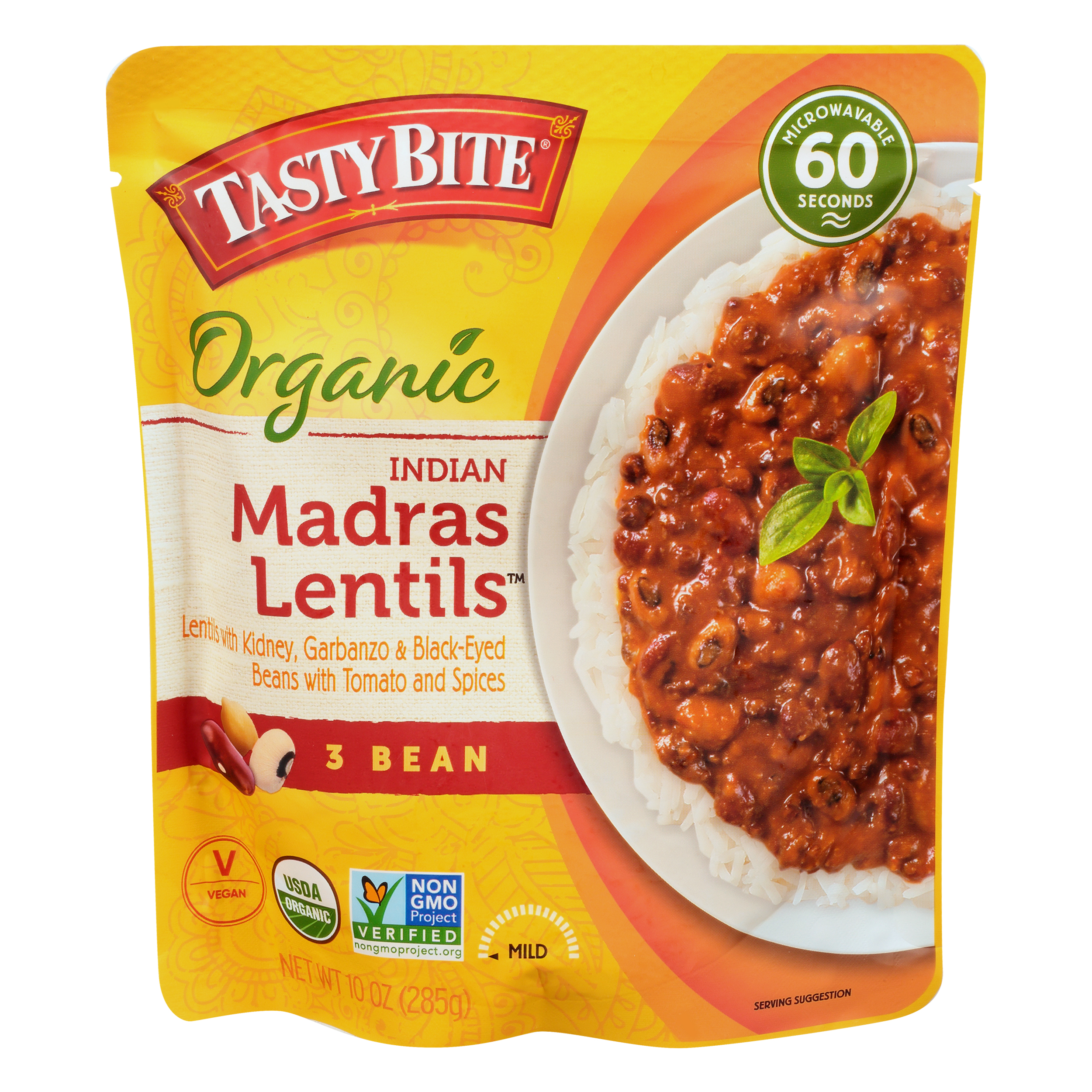 Tasty Bite Organic Indian Mild 3 Bean Madras Lentils