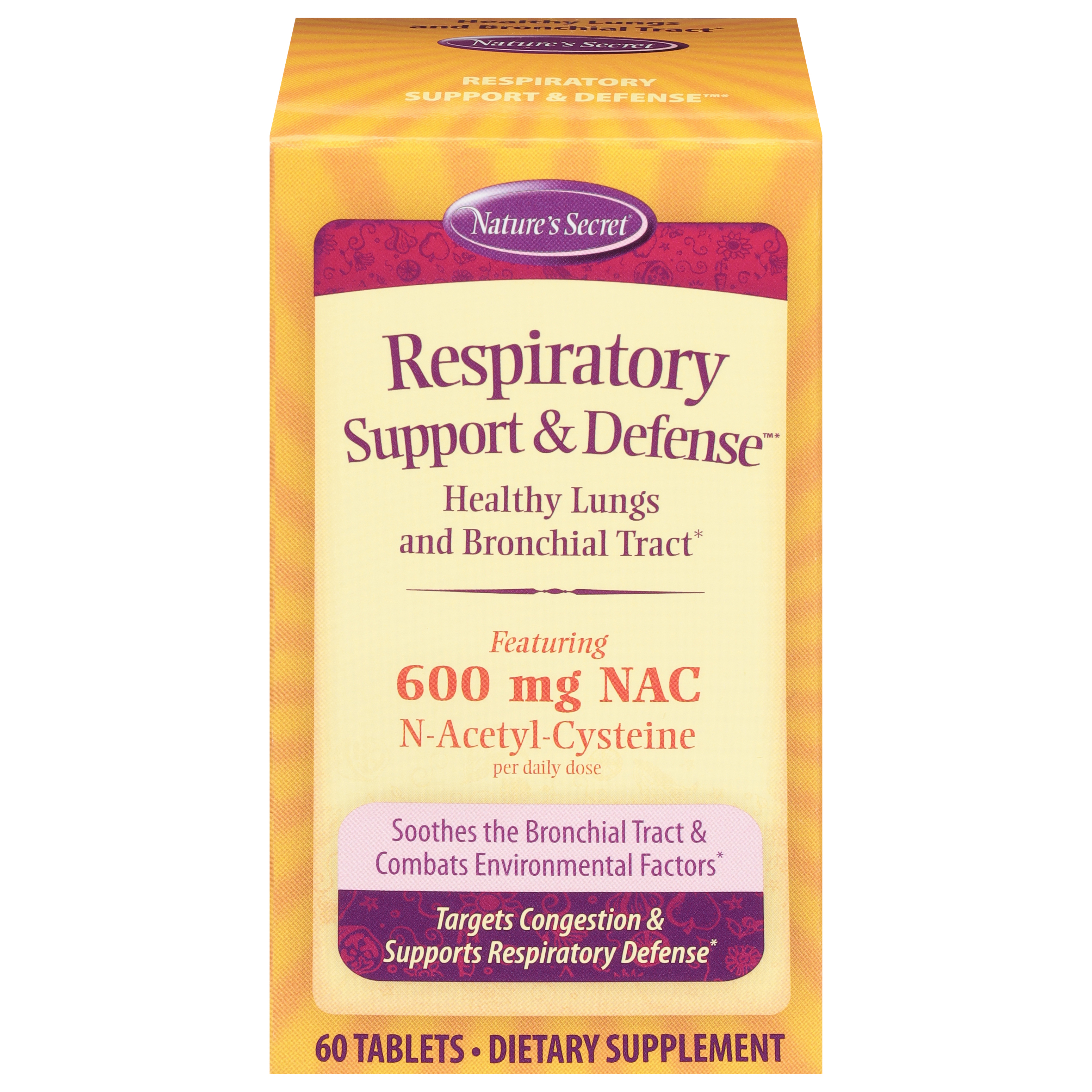 Nature's Secret 600 mg NAC Respiratory Support & Defense 60 Tablets
