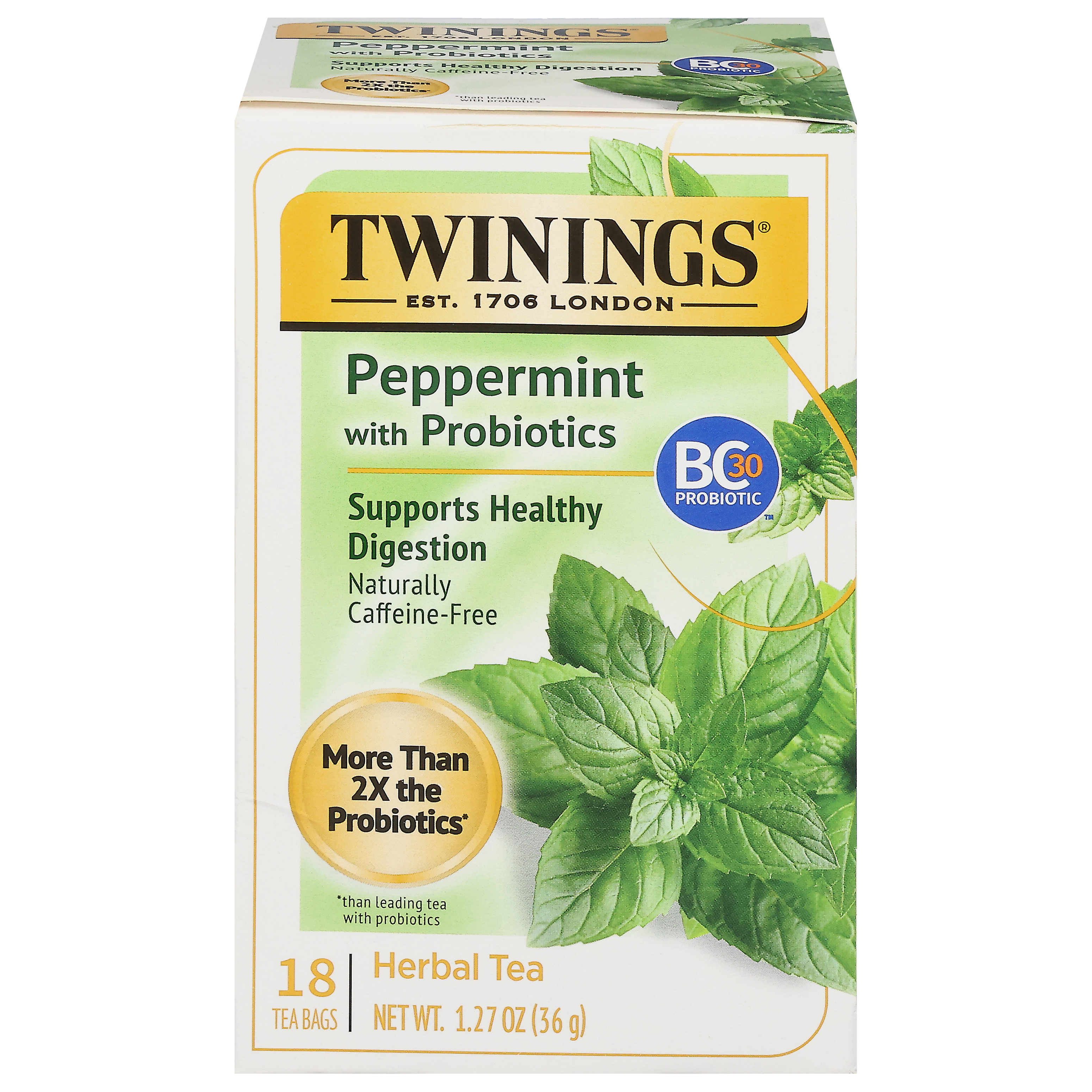Twinings Caffeine-Free Peppermint with Probiotics Herbal Tea 18 Tea Bags