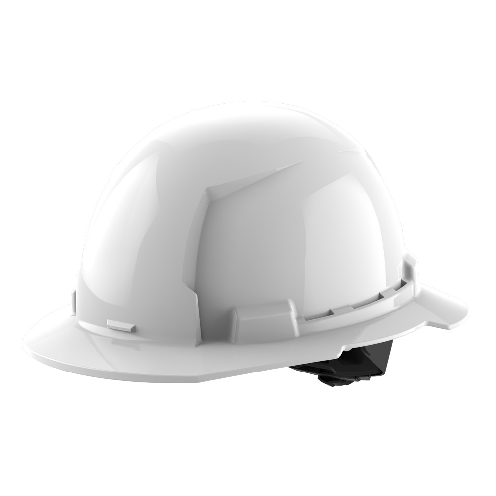 White Full Brim Hard Hat w/4pt Ratcheting Suspension - Type 1, Class E