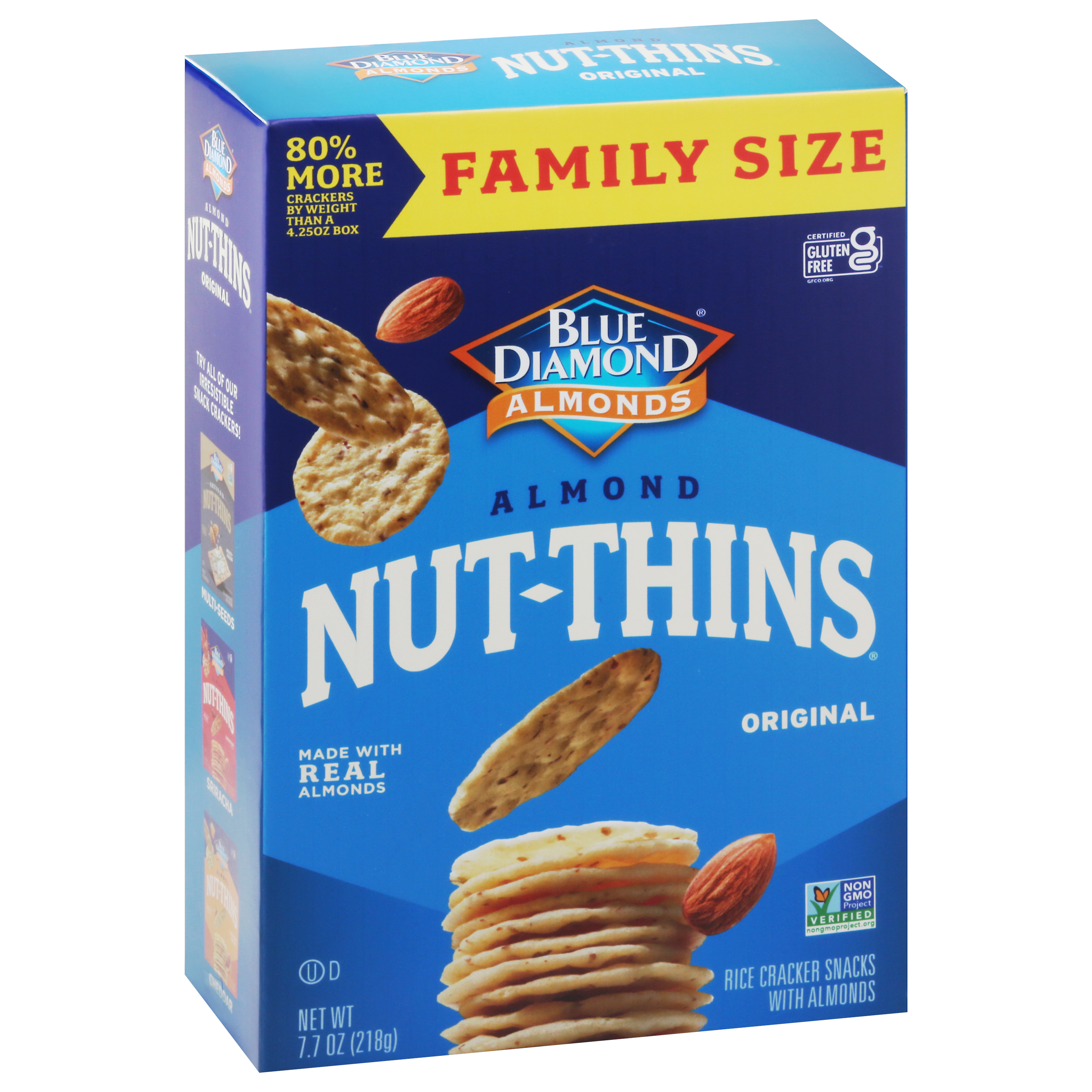 Blue Diamond Nut-Thins Family Size Almonds Original Rice Crackers Snacks