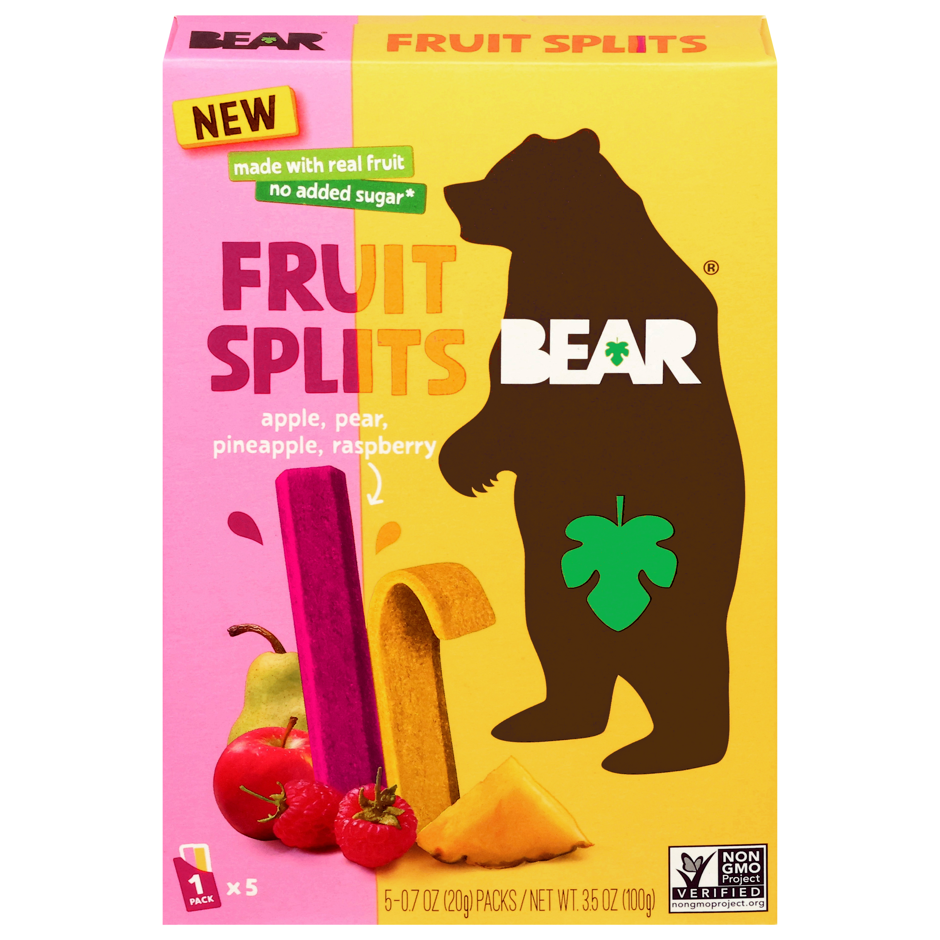 Bear Apple, Pear, Pineapple, Raspberry Fruit Splits 5 - 0.7 oz Packs