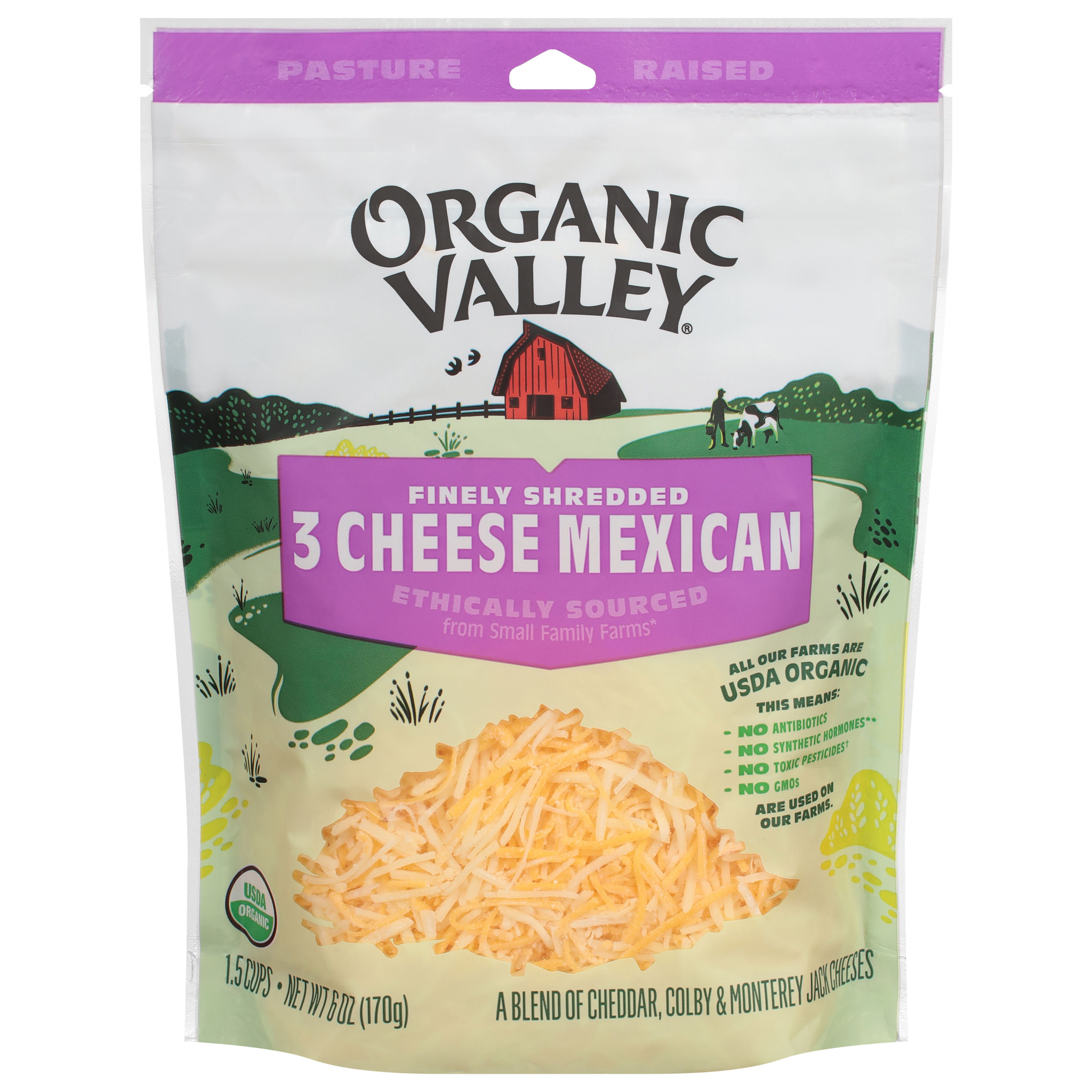 Organic Valley Finely Shredded 3 Cheese Mexican Cheeses