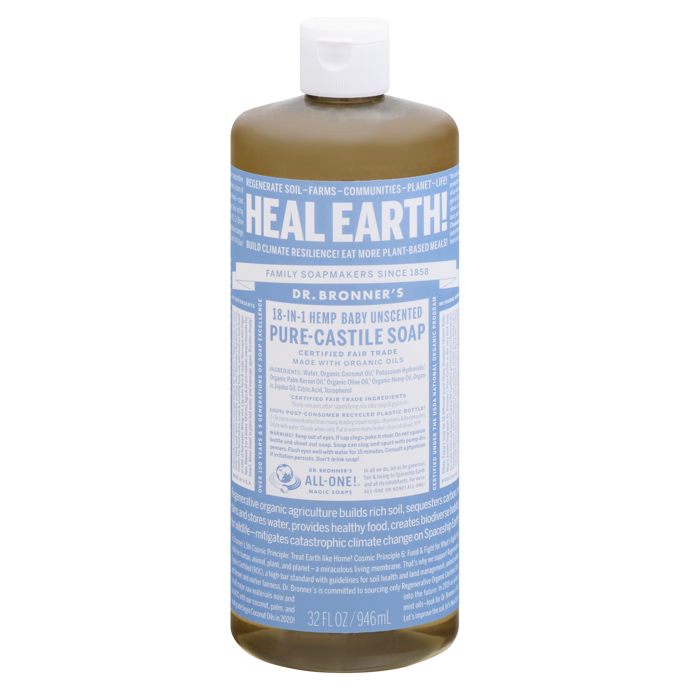 Dr. Bronner's 18-in-1 Hemp Baby Unscented Pure-Castile Soap