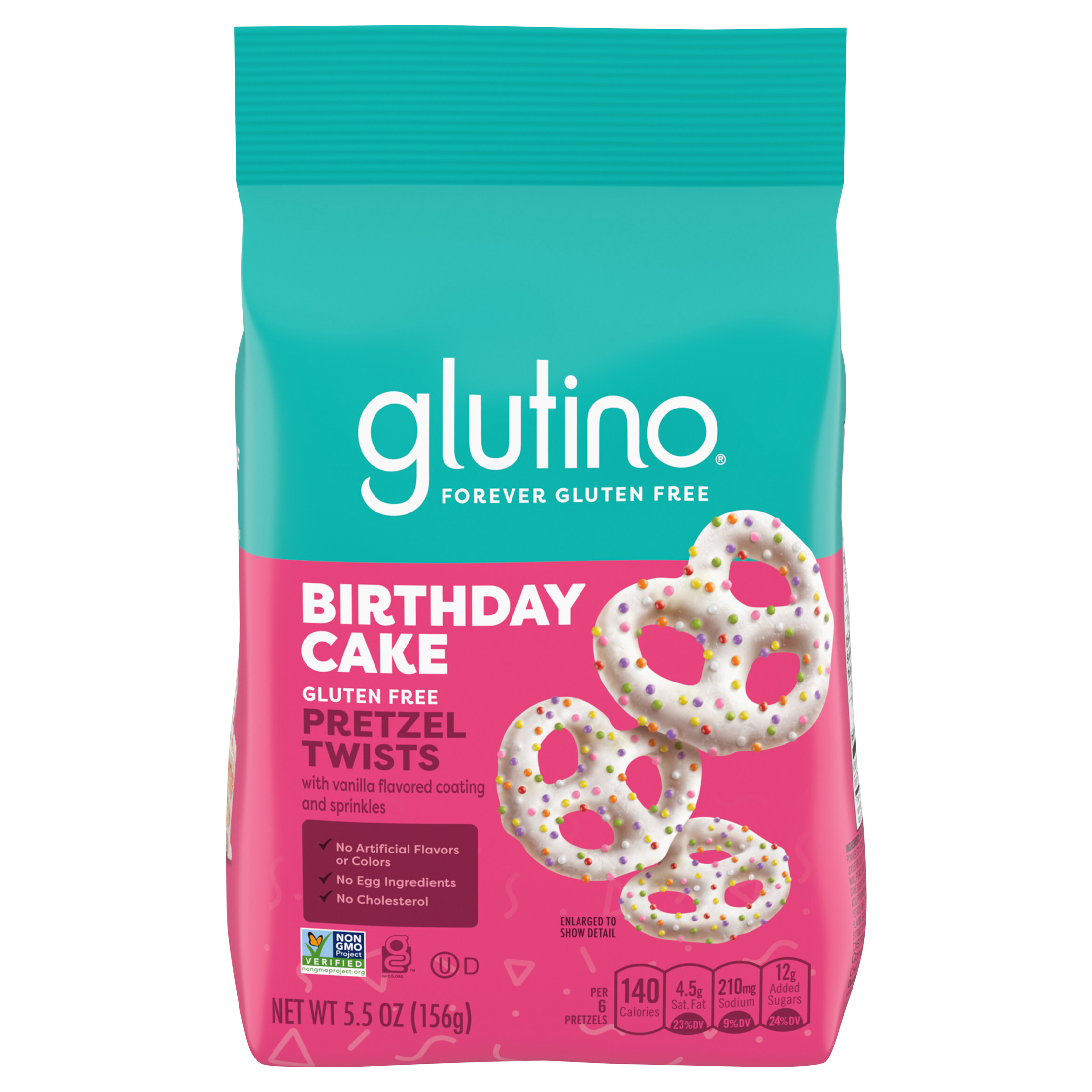 Glutino Gluten Free Birthday Cake Pretzel Twists, Gluten Free Snacks, 5.5 oz.
