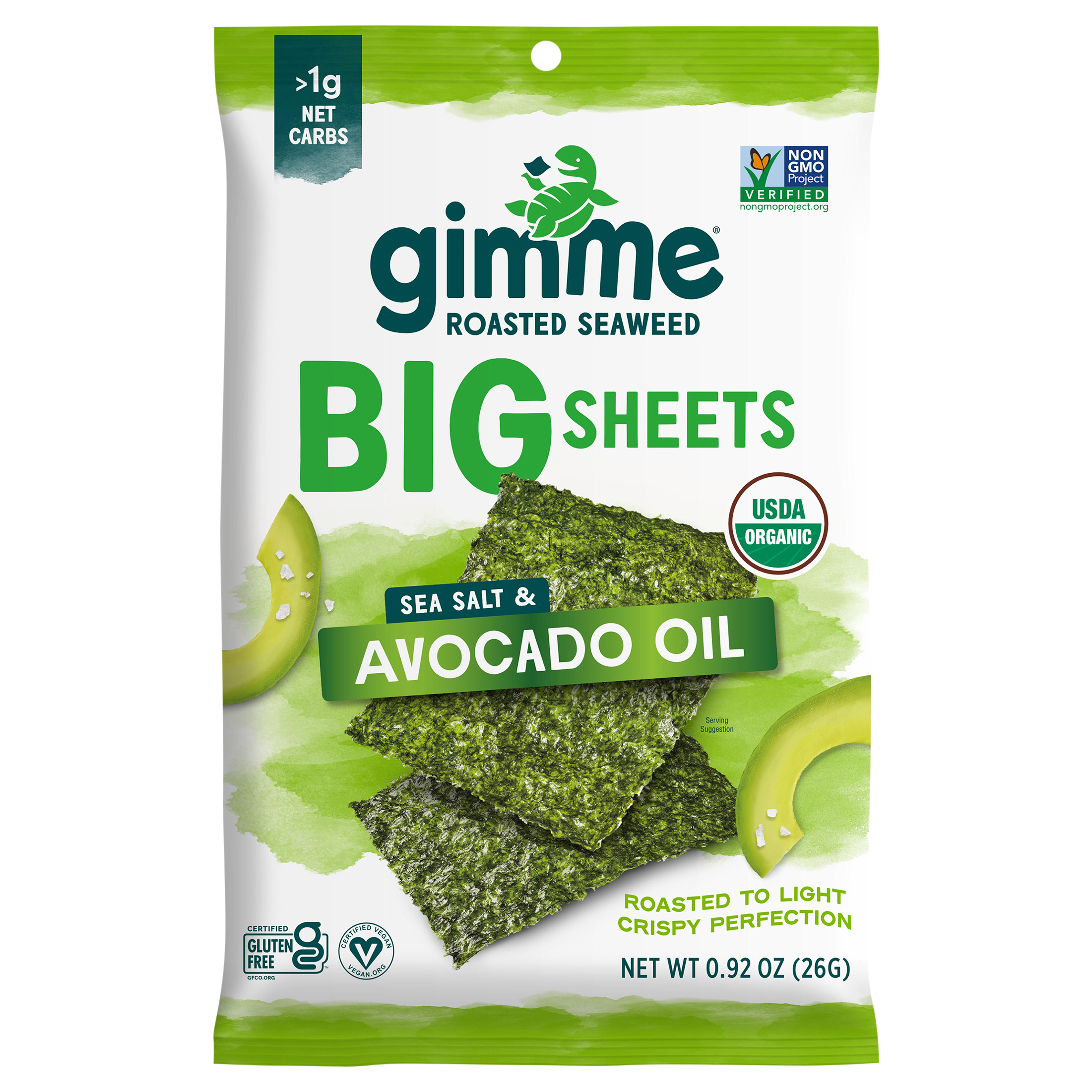 gimMe Big Sheets Sea Salt & Avocado Oil Roasted Seaweed