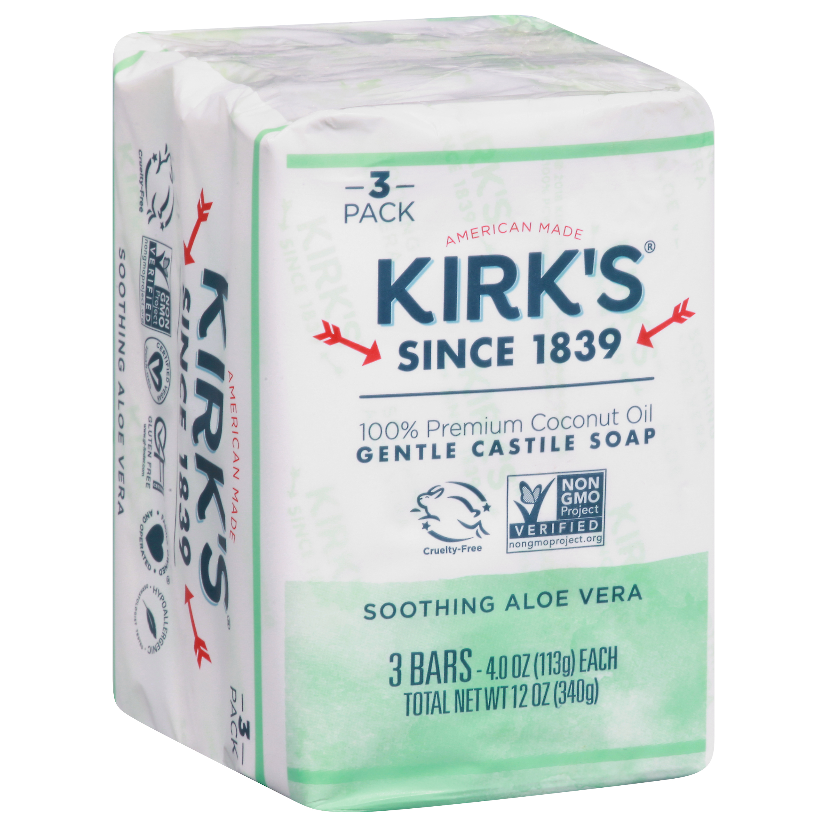 Kirk's 3 Pack Gentle Soothing Aloe Vera Castile Soap