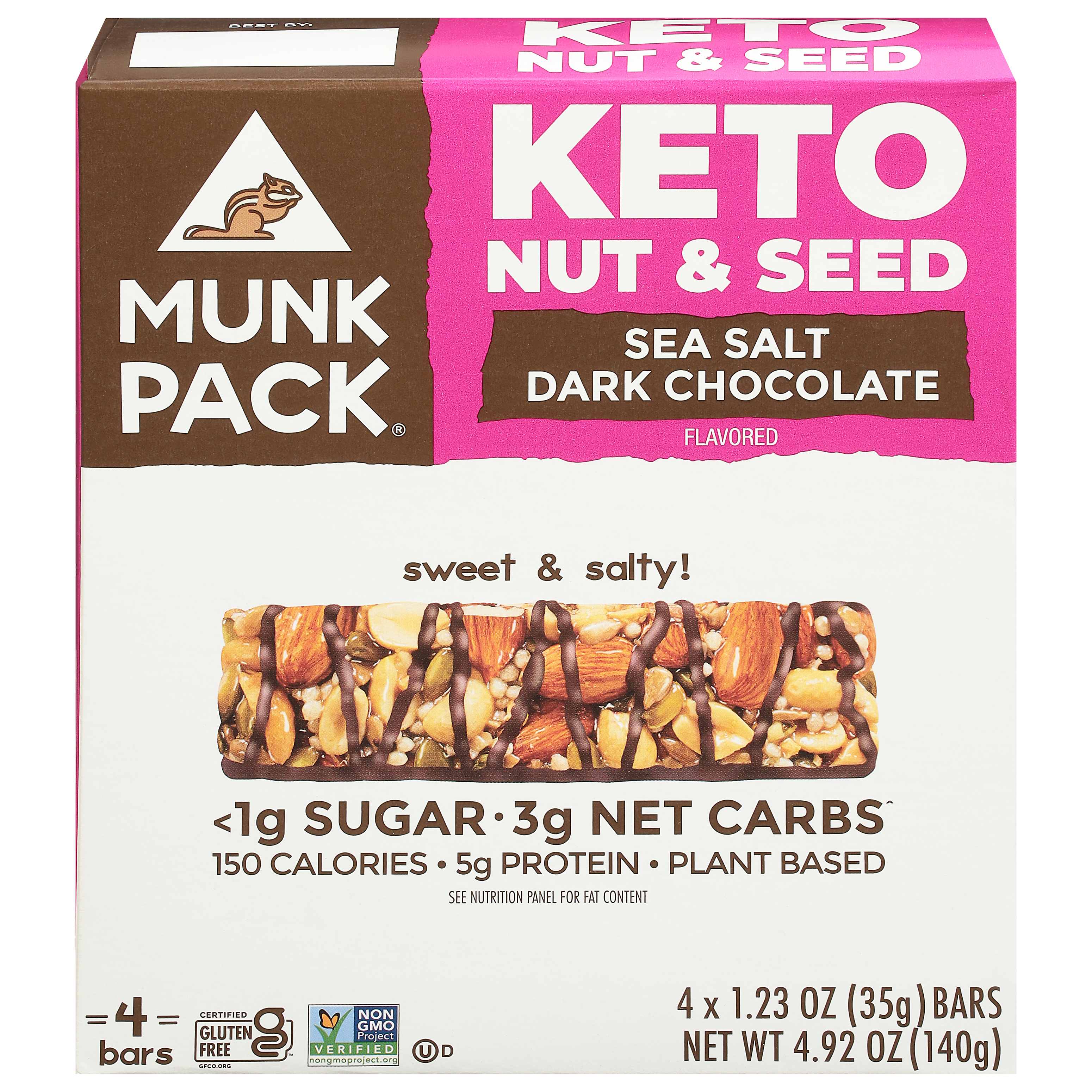 Munk Pack Keto Sea Salt Dark Chocolate Flavored Nut & Seed Bar