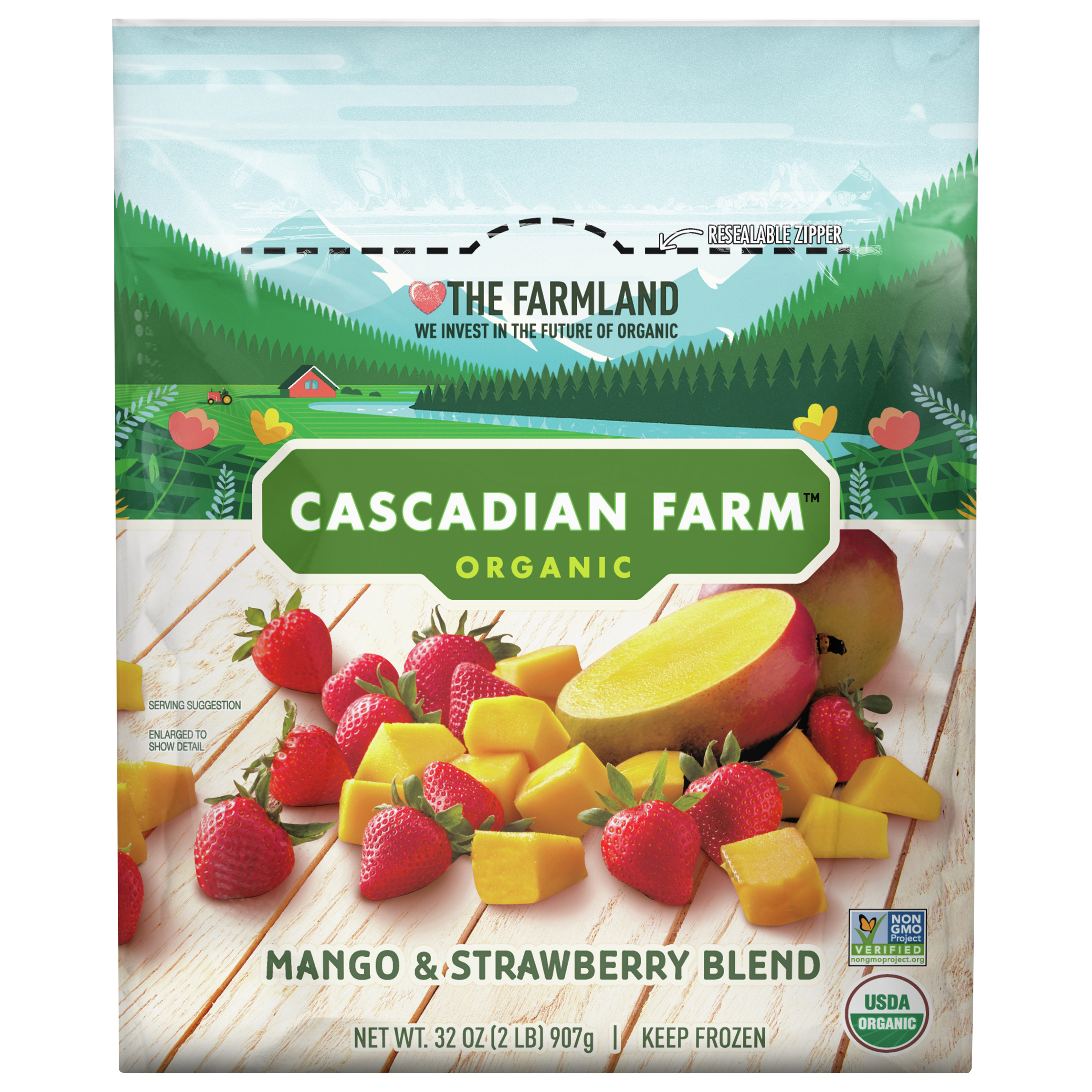 Cascadian Farm Organic Mango Strawberry Blend, Frozen Fruit, Non-GMO,