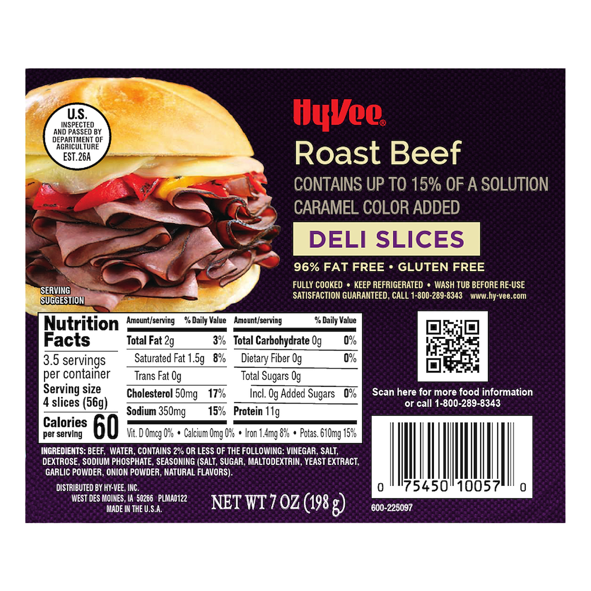 HyVee Deli Slices Roast Beef 7 oz