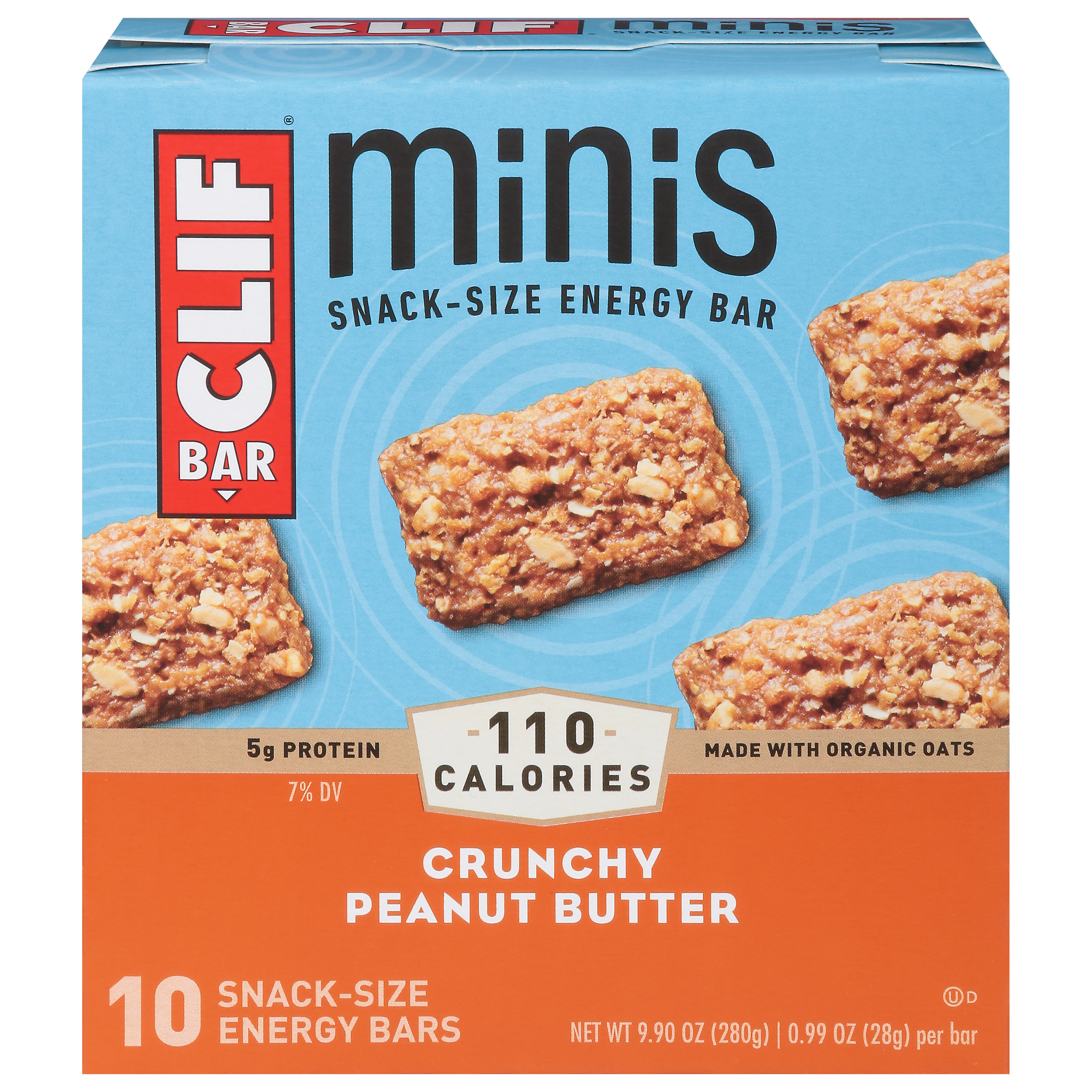 Clif Minis Crunchy Peanut Butter Snack-Size Energy Bars 10 - 0.99 oz Each