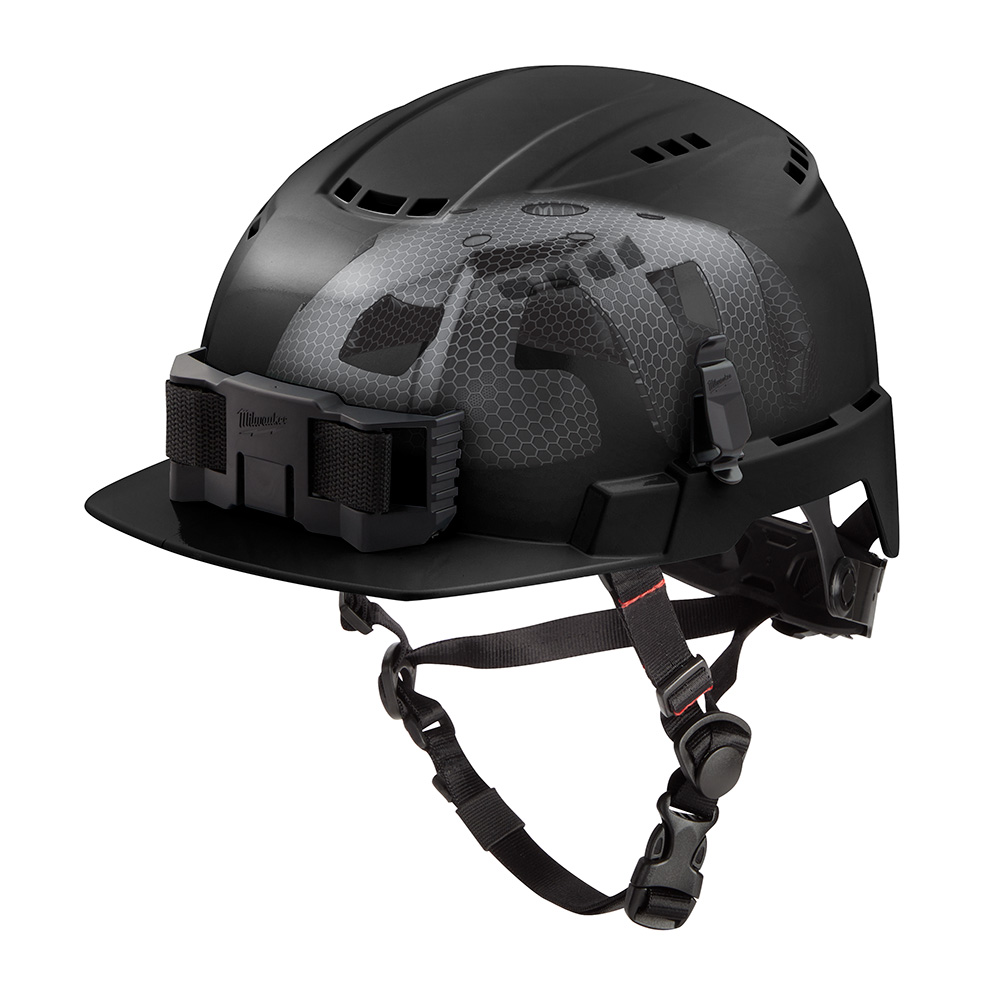 BOLT Black Front Brim Vented Safety Helmet with IMPACT ARMOR Liner (USA) - Type 2, Class C