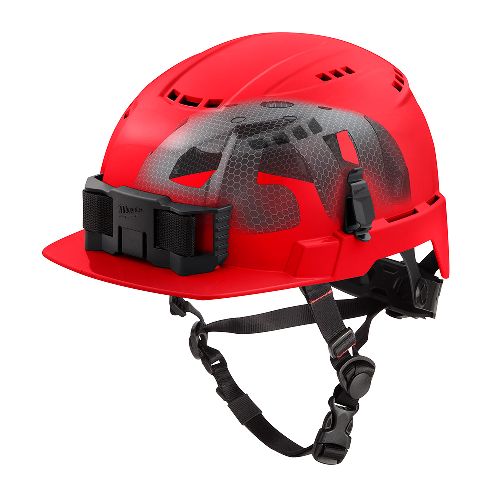 BOLT Red Front Brim Vented Safety Helmet with IMPACT ARMOR Liner (USA) - Type 2, Class C