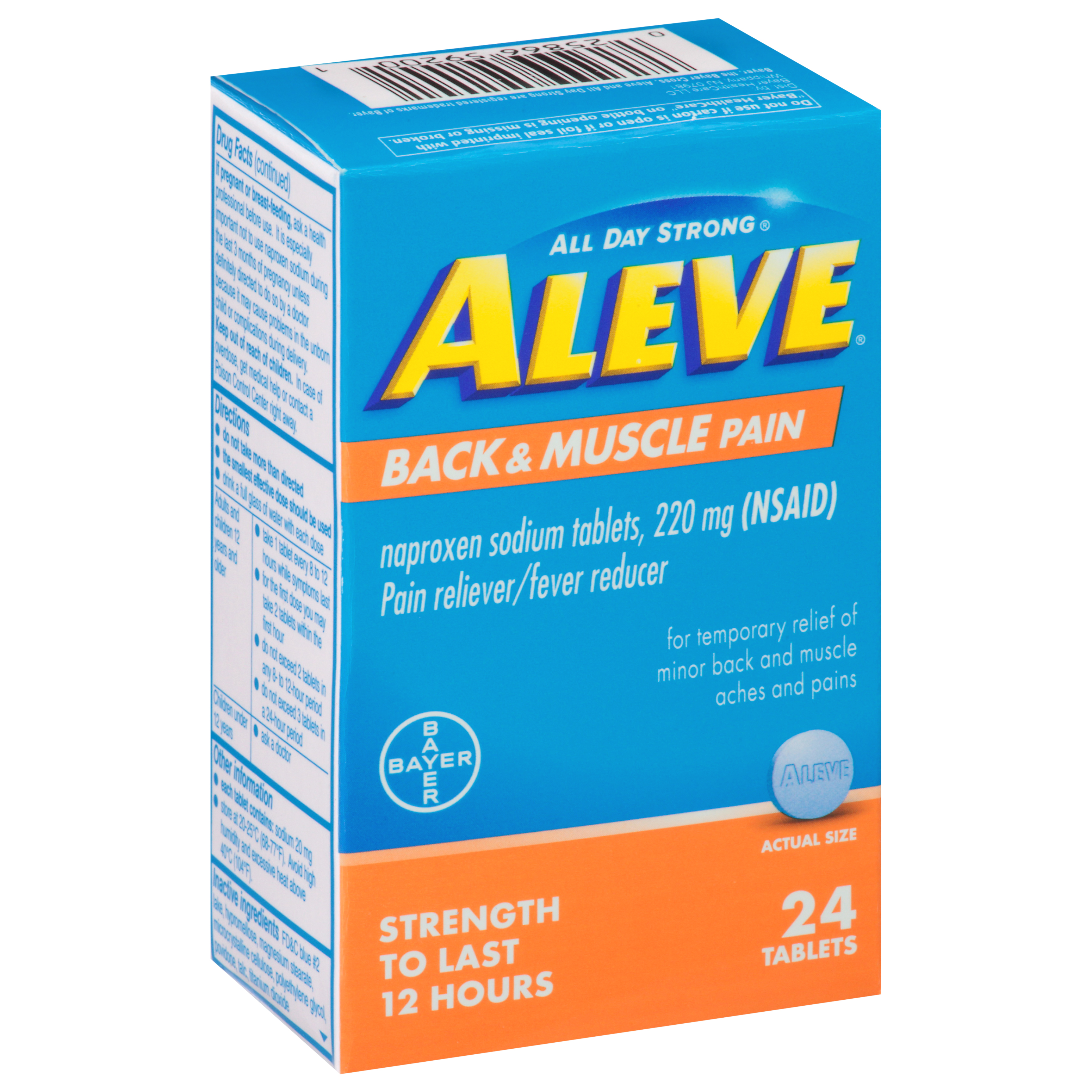 Aleve All Day Strong Tablets 220 mg Back & Muscle Pain 24 ea Box