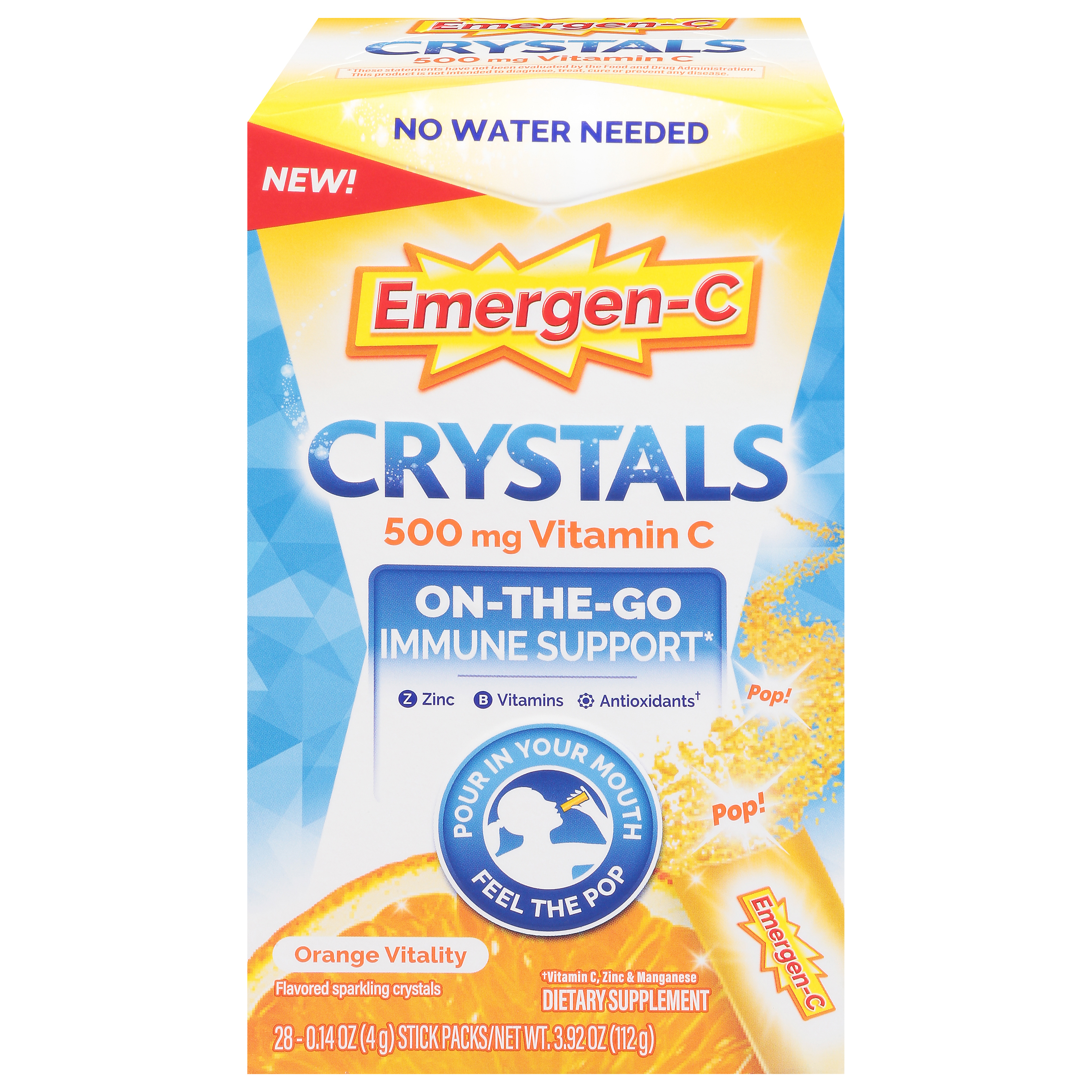 Emergen-C Crystals 500 mg Orange Vitality Immune Support