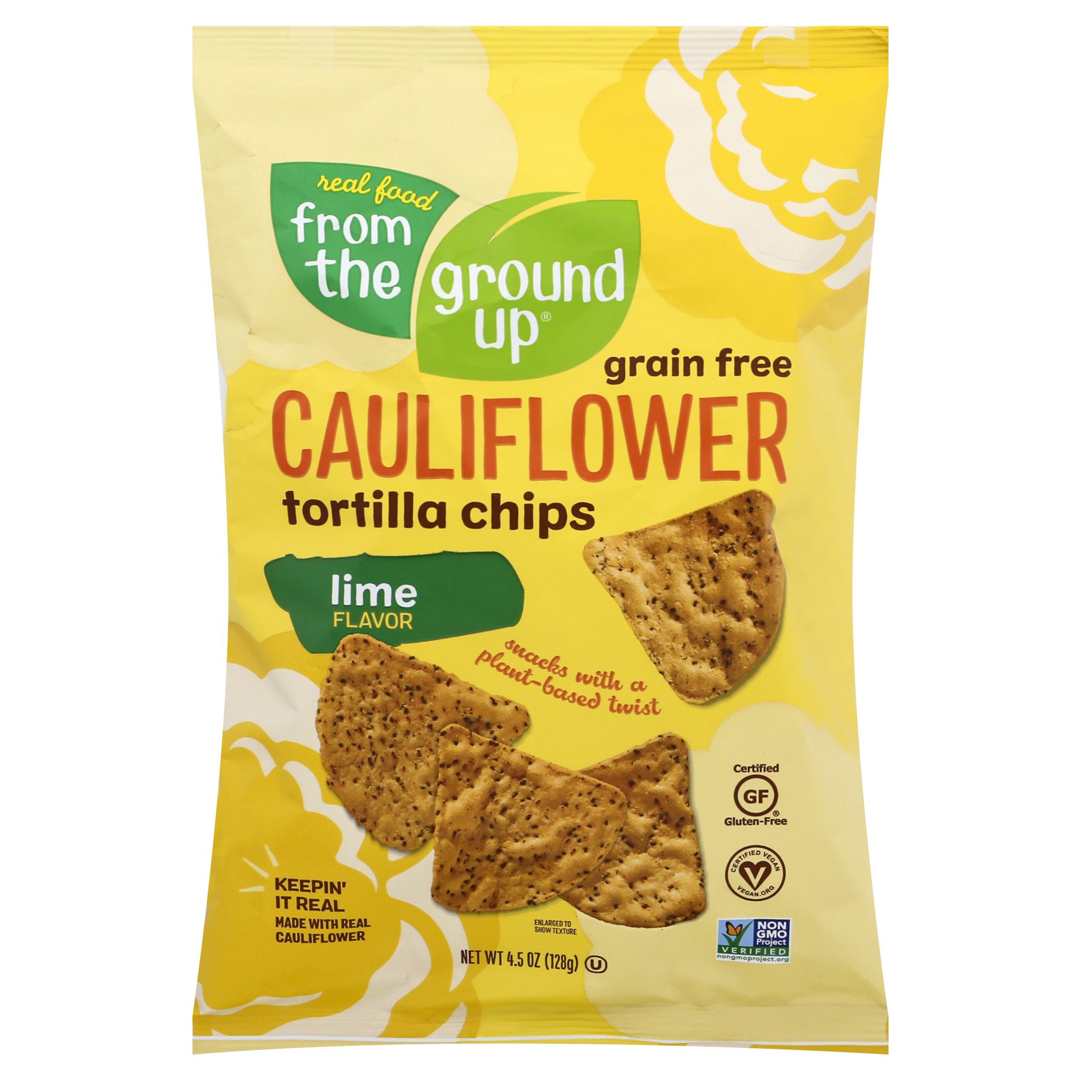 From the Ground Up Grain Free Cauliflower Lime Flavor Tortilla Chips