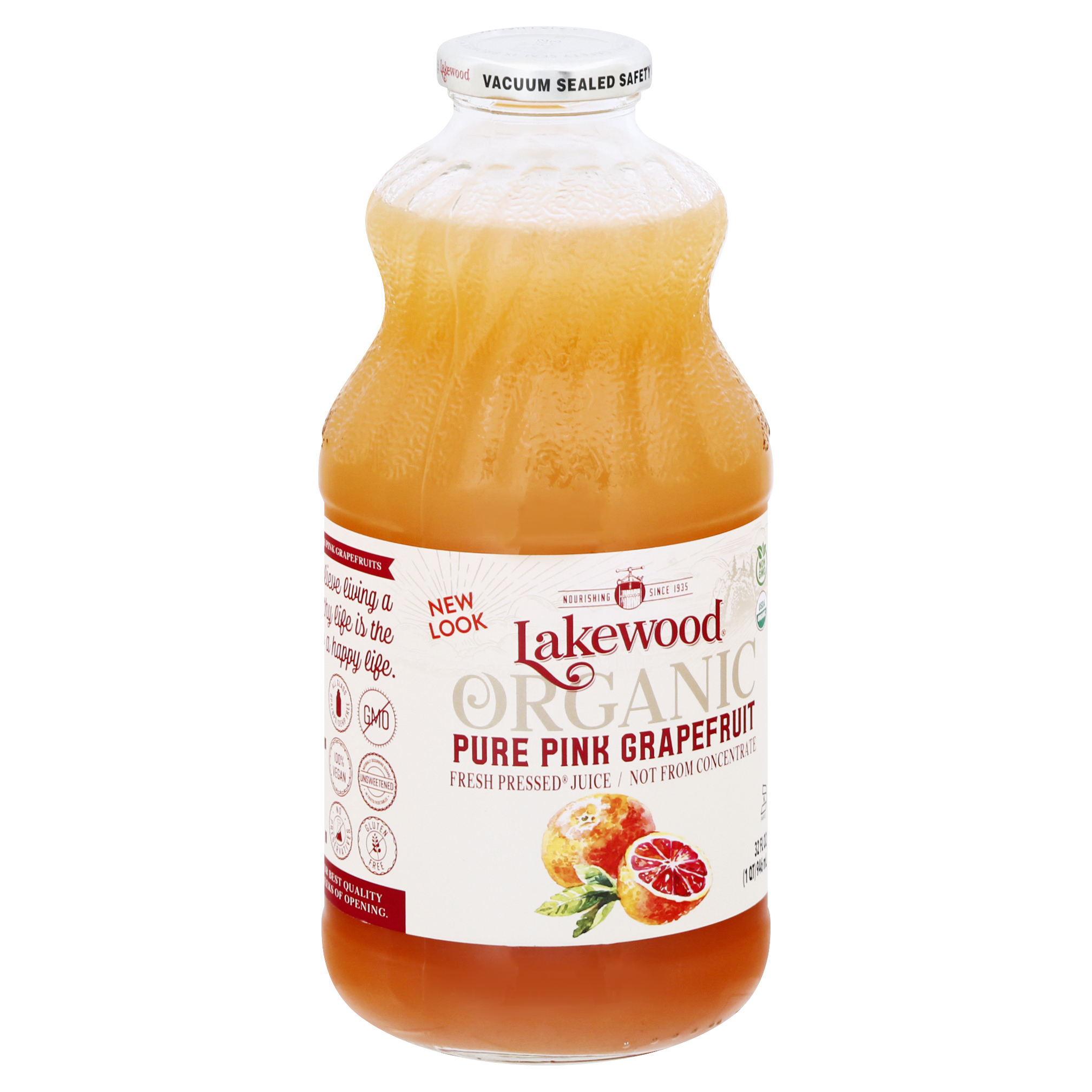 Lakewood Organic Fresh Pressed Pure Pink Grapefruit Juice