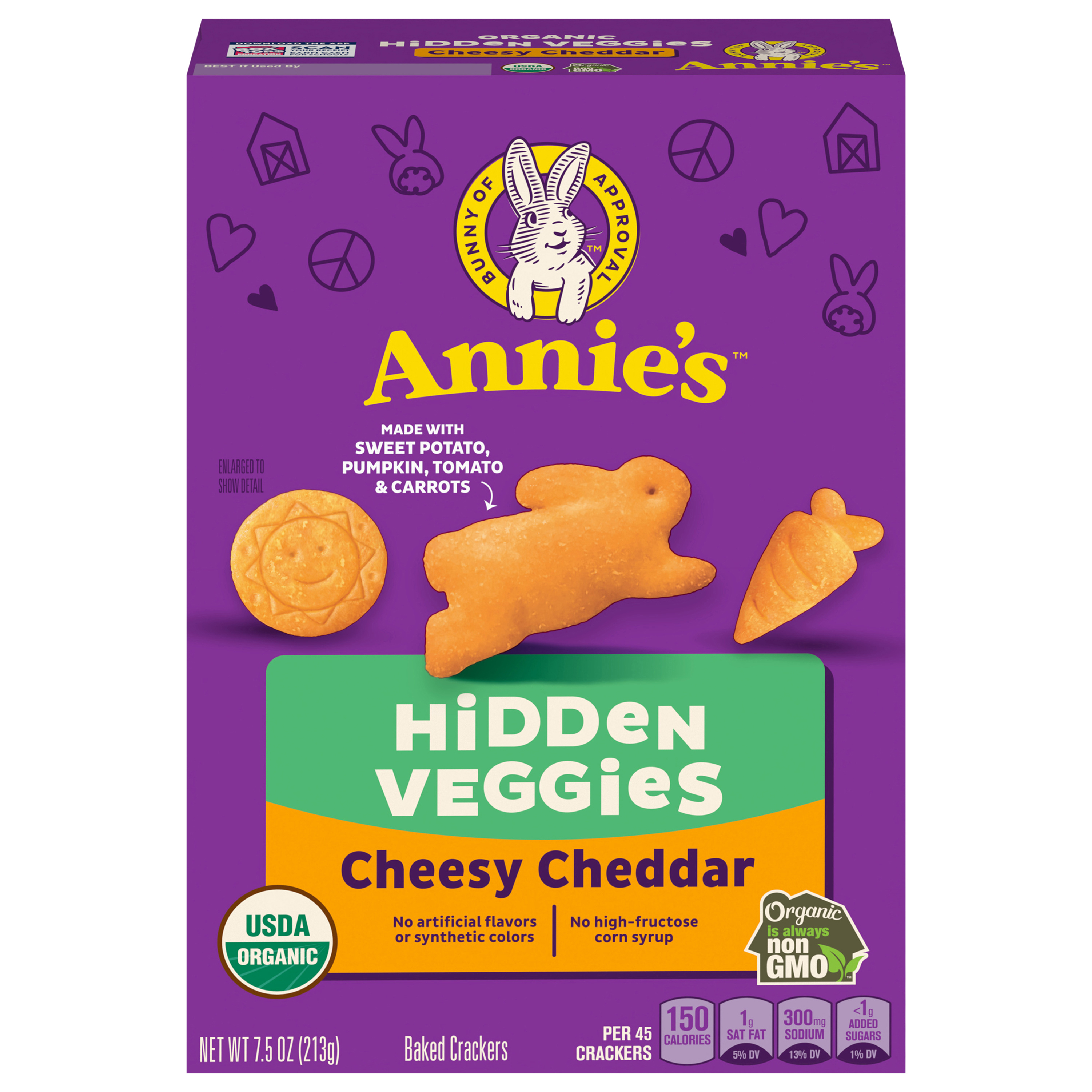 Annie's Cheesy Cheddar Crackers With Organic Hidden Veggies,