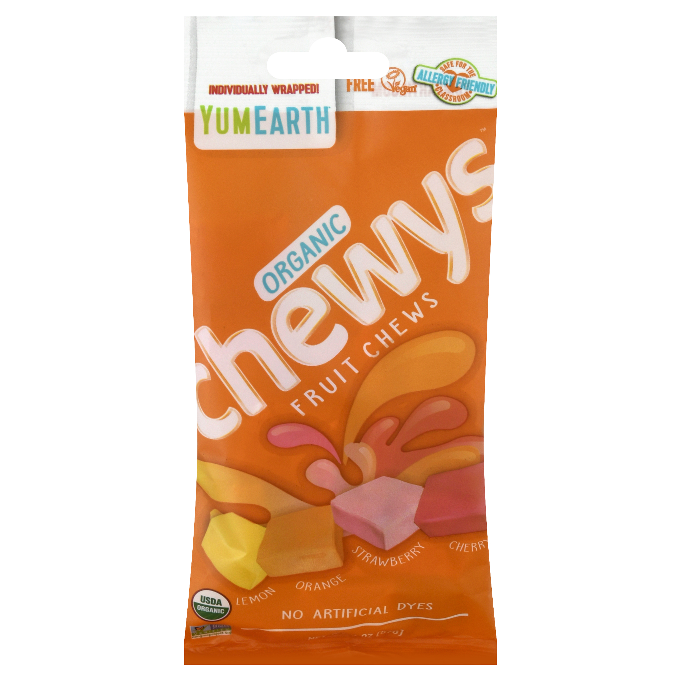 YumEarth Chewys Organic Lemon Orange Strawberry Cherry Fruit Chews