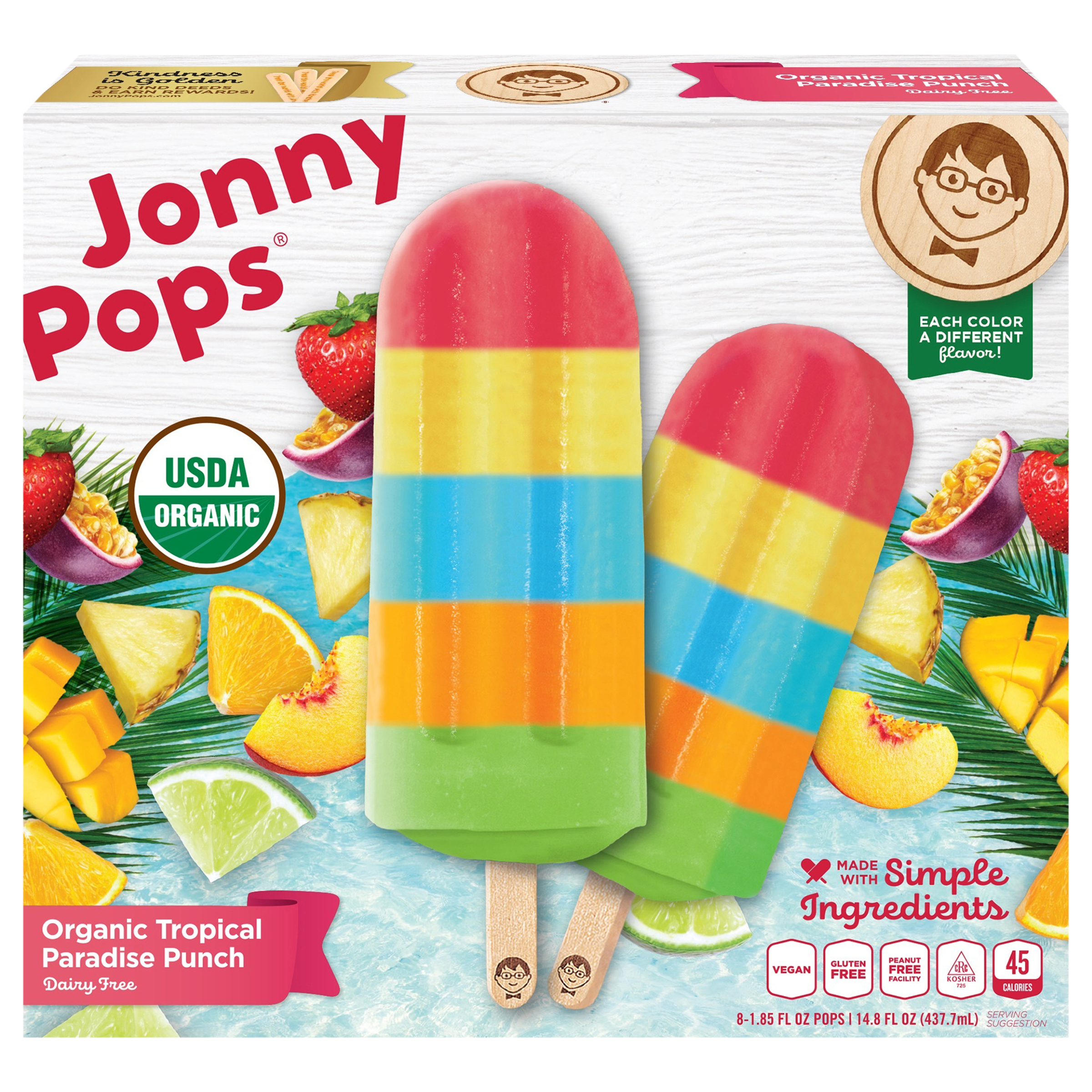 JonnyPops Organic Tropical Paradise Punch Water Pops