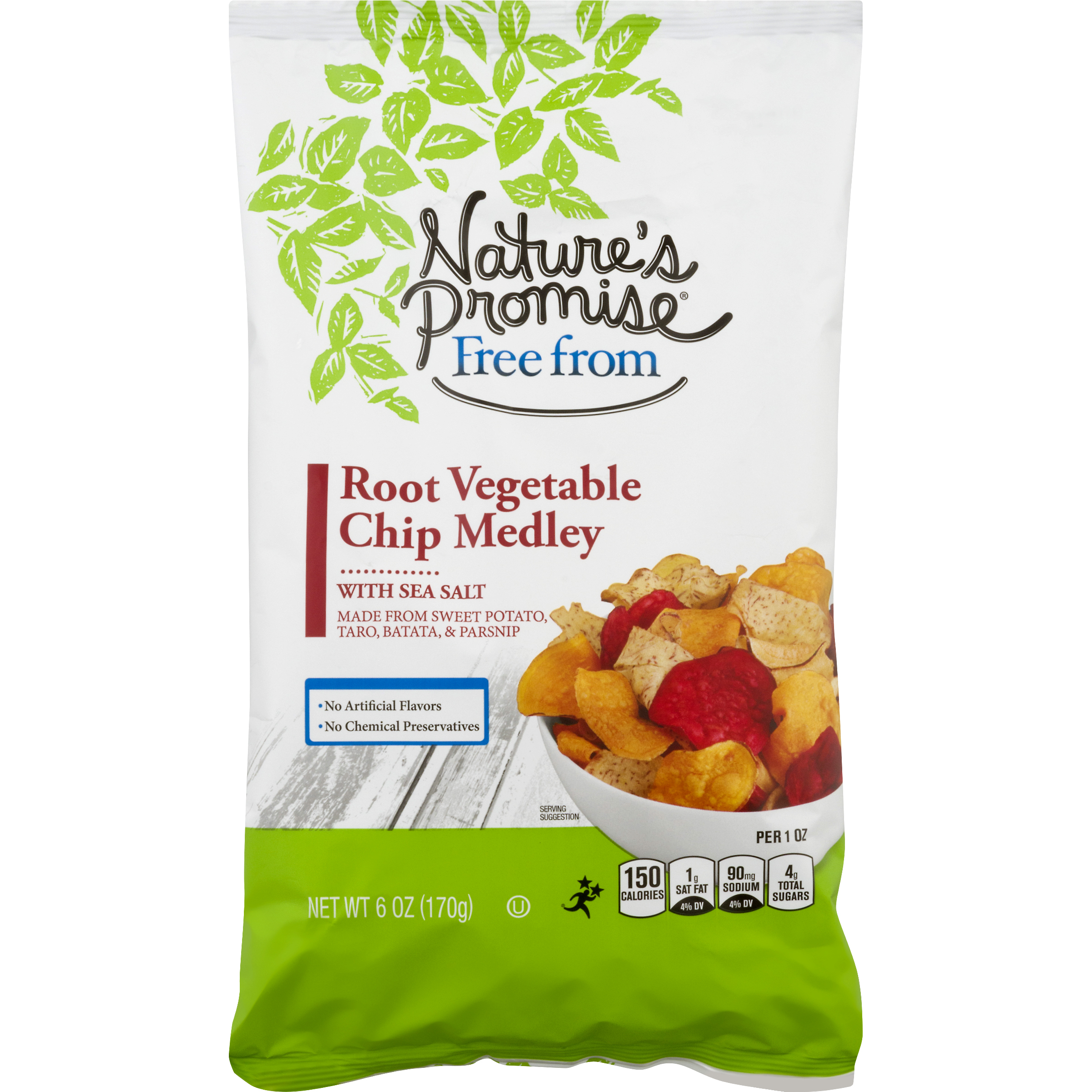 Nature's Promise Chip Medley, Root Vegetable, with Sea Salt, Free From