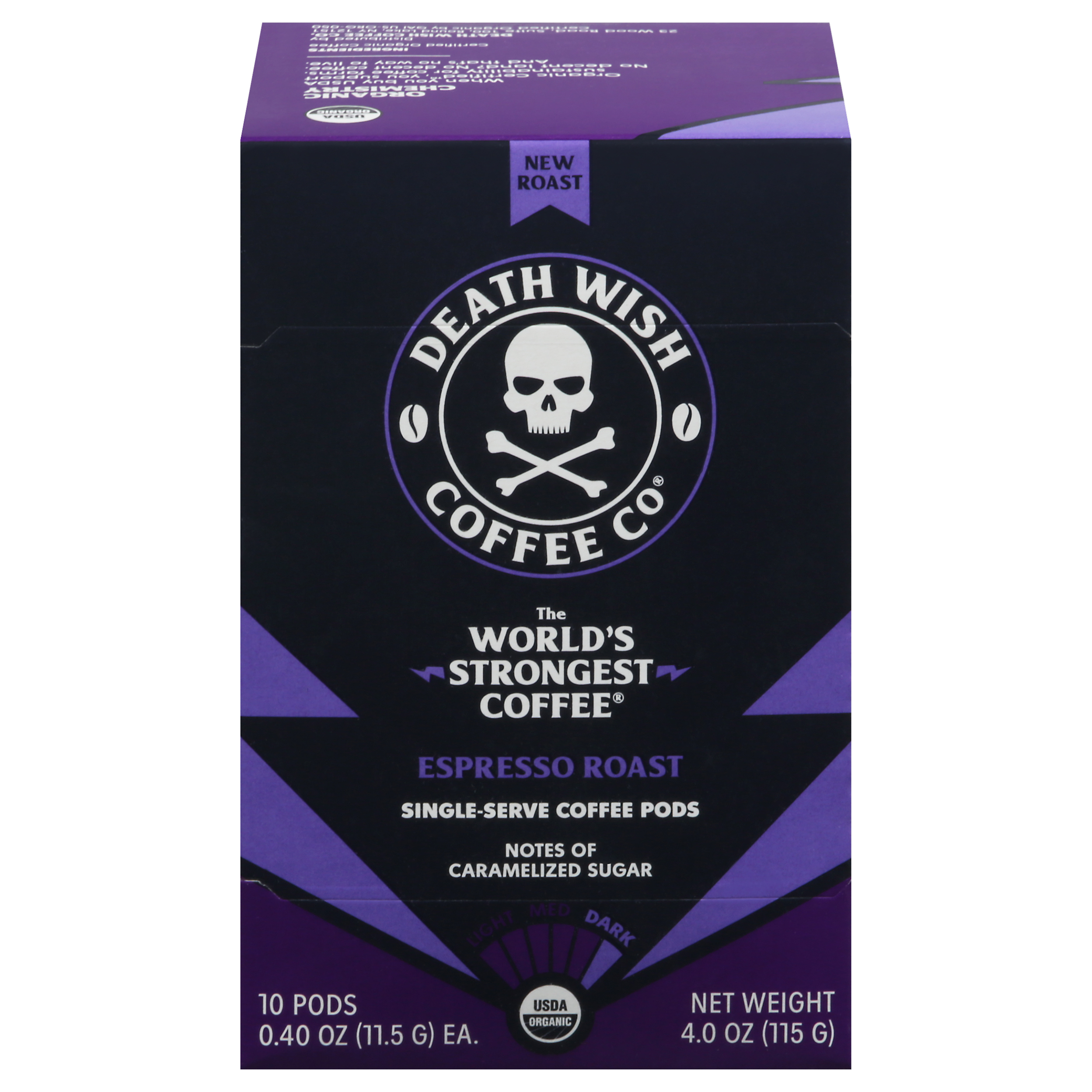 Death Wish Coffee Co Dark Espresso Roast Coffee 10 - 0.40 oz Pods