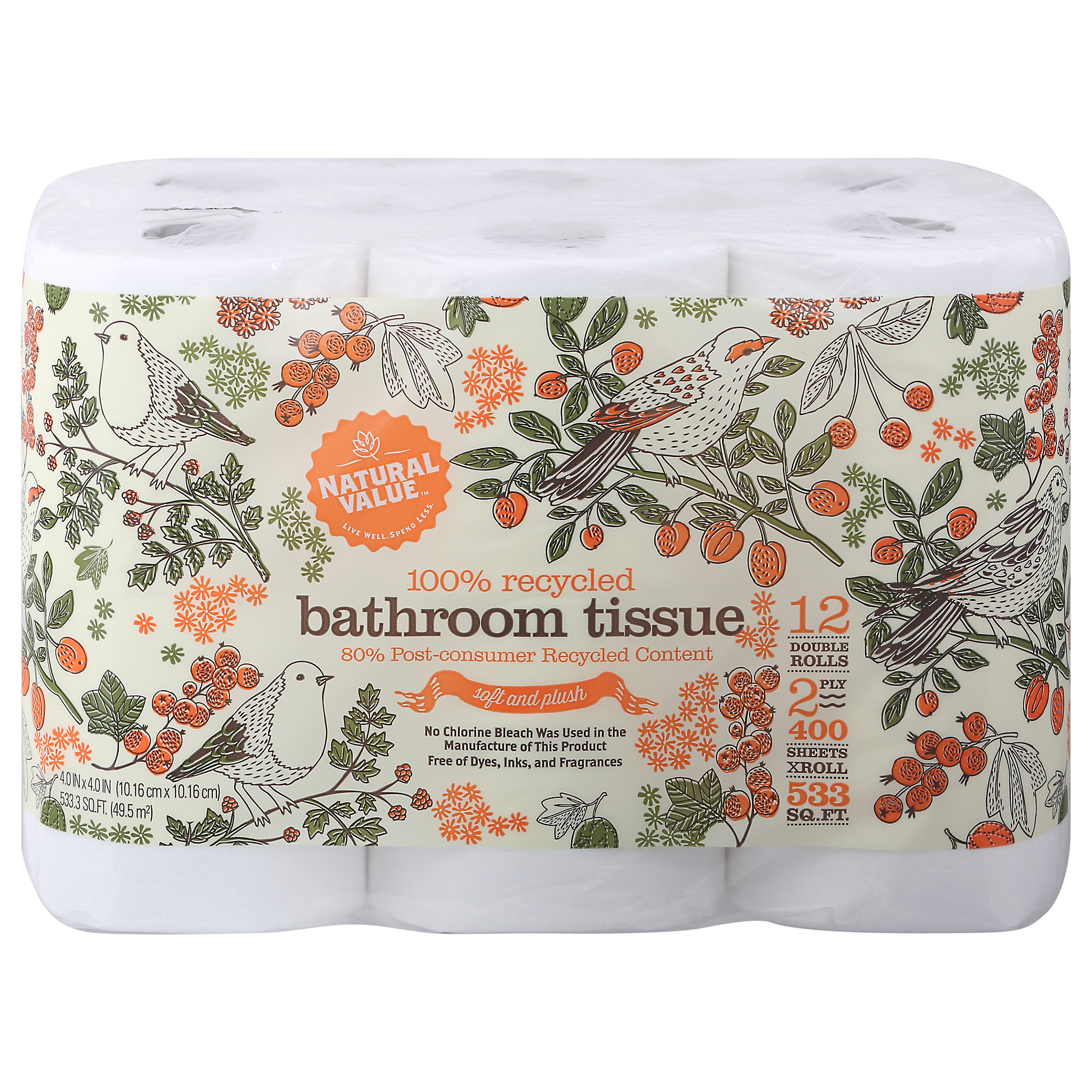 Natural Value 2 Ply Soft and Plush Bathroom Tissue