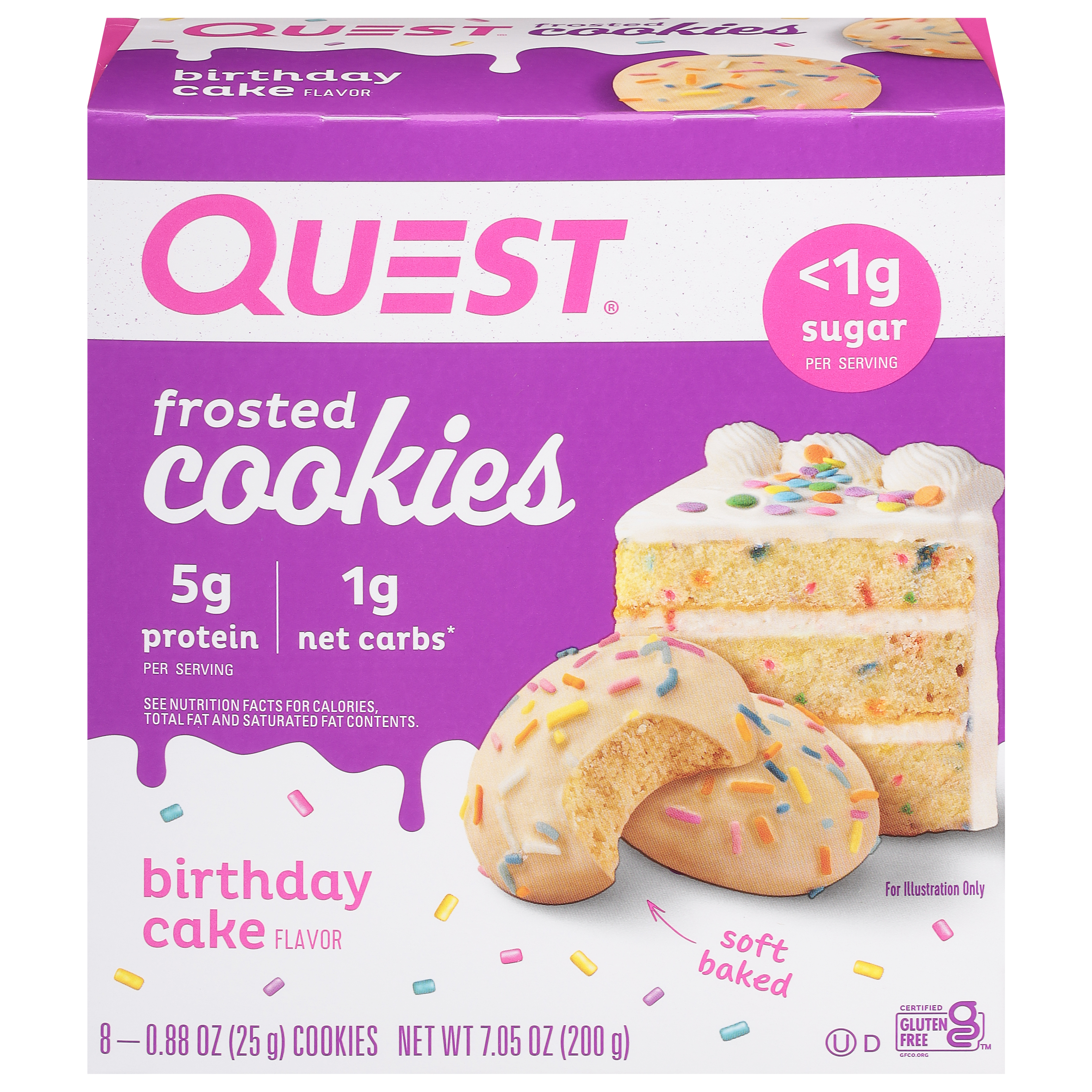 Quest Frosted Birthday Cake Flavor Cookies 8 - 0.88 oz Cookies