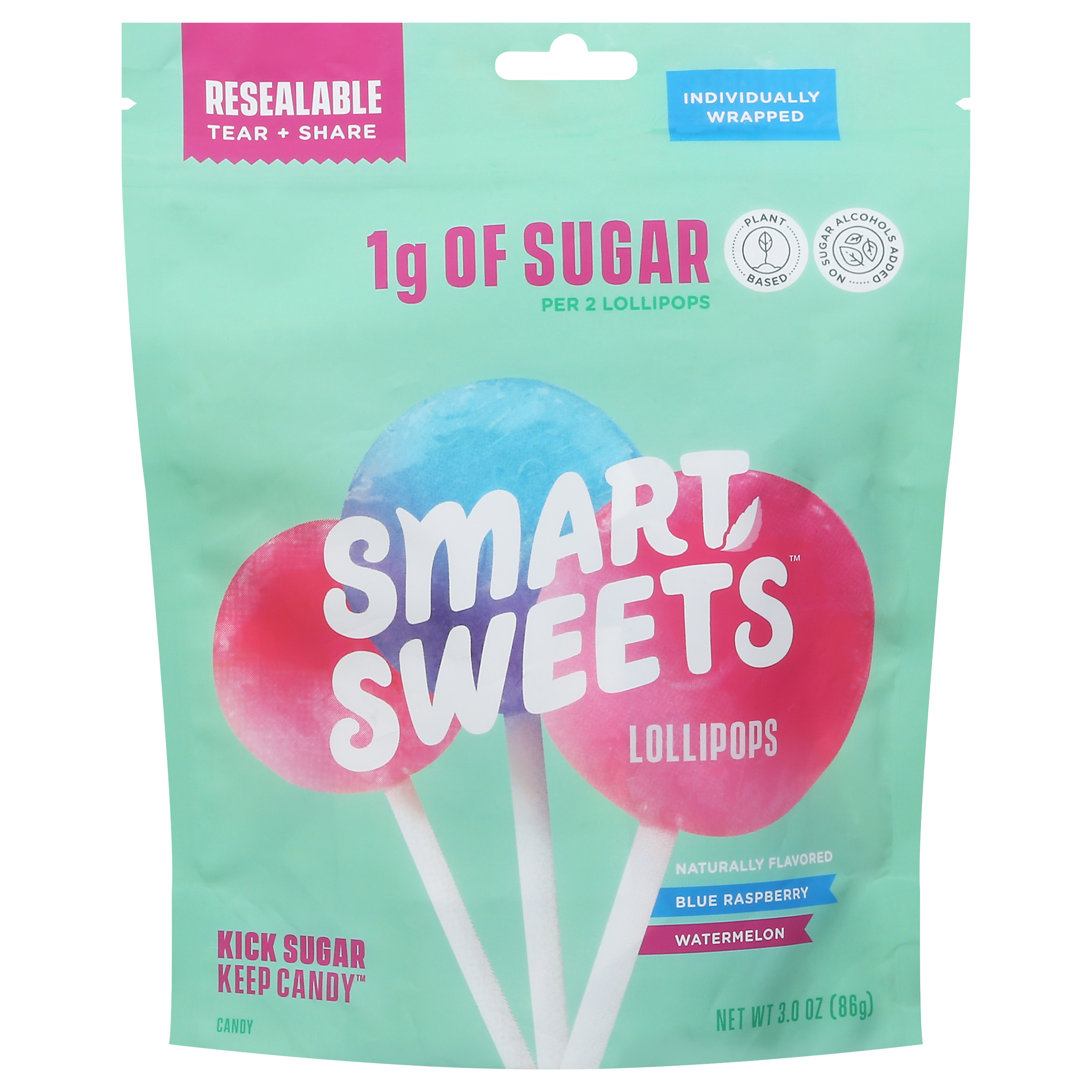 SmartSweets Blue Raspberry/Watermelon Lollipops