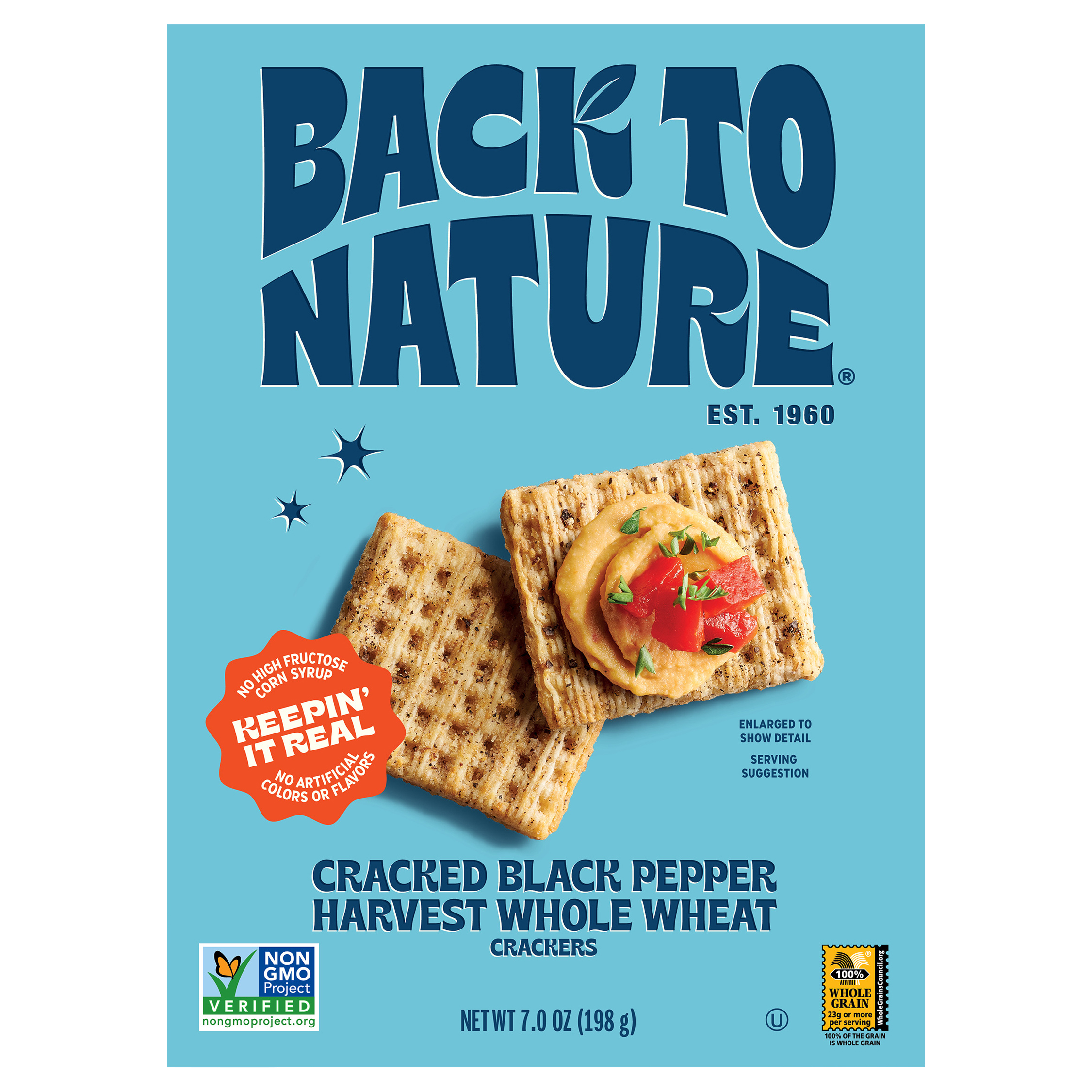 Back to Nature Cracked Black Pepper Harvest Whole Wheat Crackers