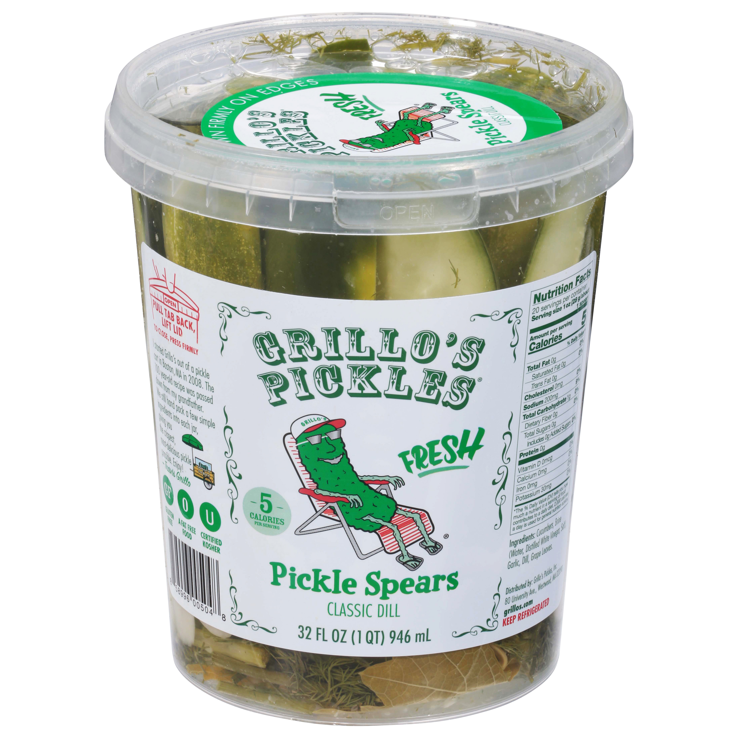 Grillo's Pickles Classic Dill Fresh Pickle Spears