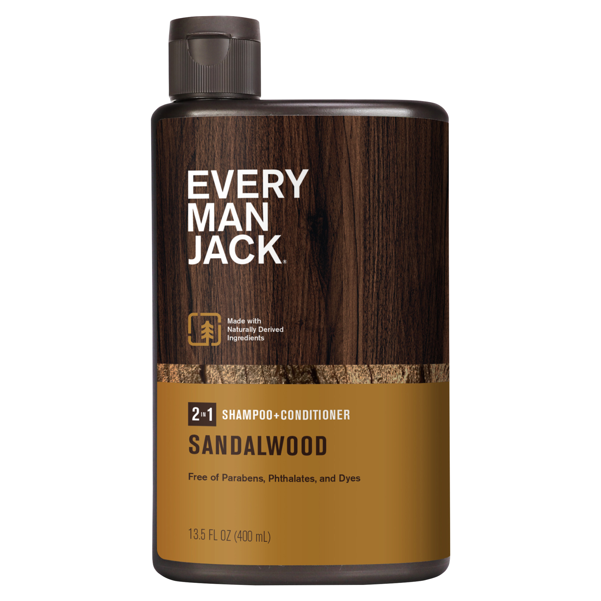 Every Man Jack Sandalwood Daily 2-in-1 Shampoo and Conditioner for Men, Naturally Derived,