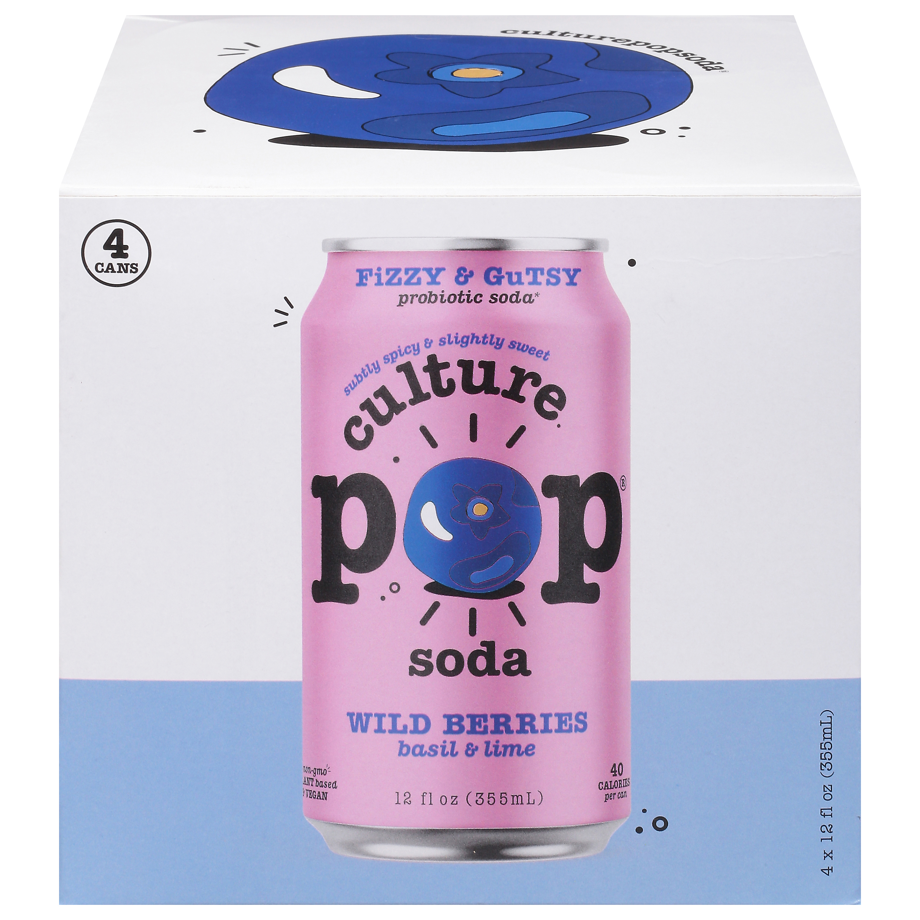 Culture Pop Wild Berries Basil & Lime Probiotic Soda