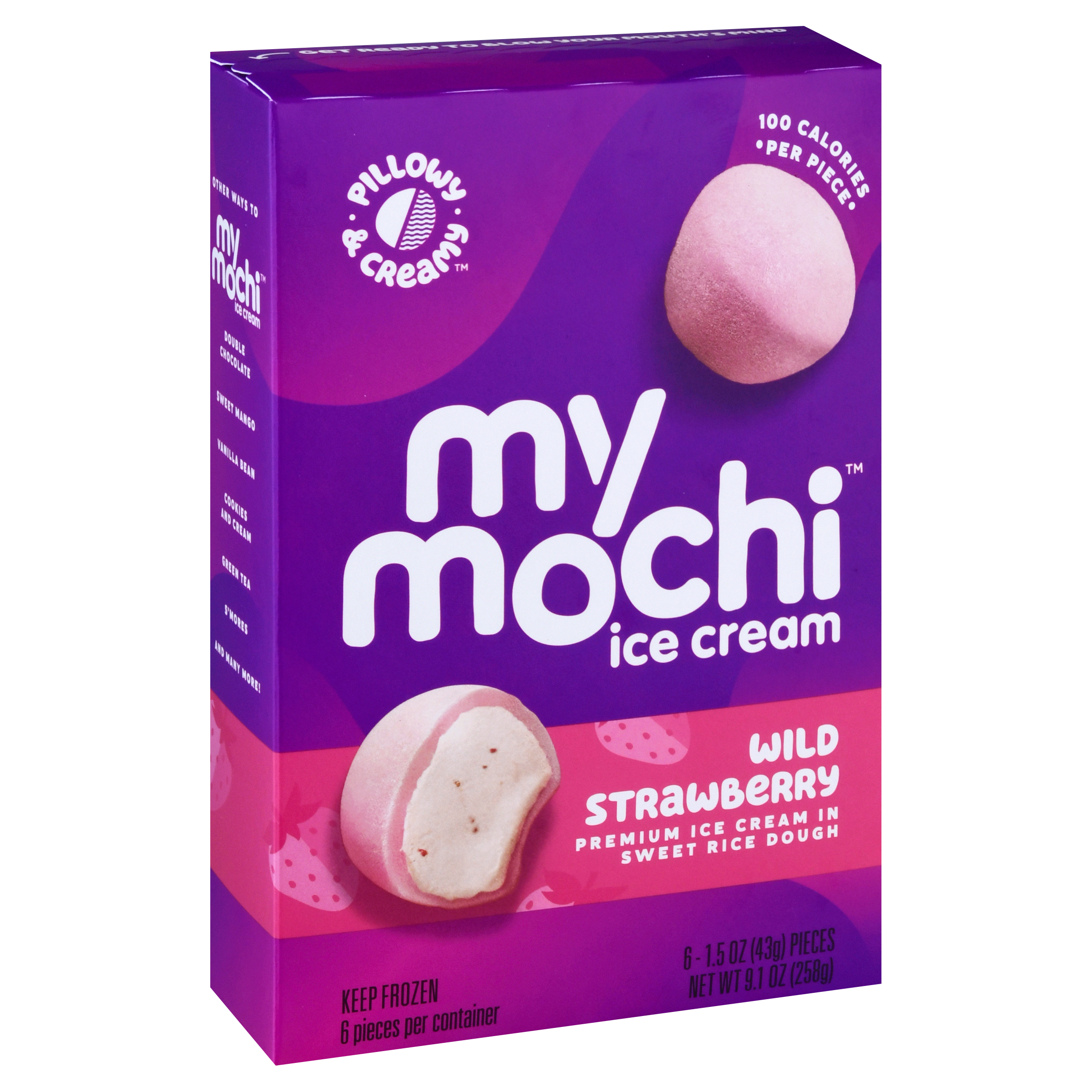 My/Mochi Wild Strawberry Ice Cream 6 - 1.5 oz Pieces