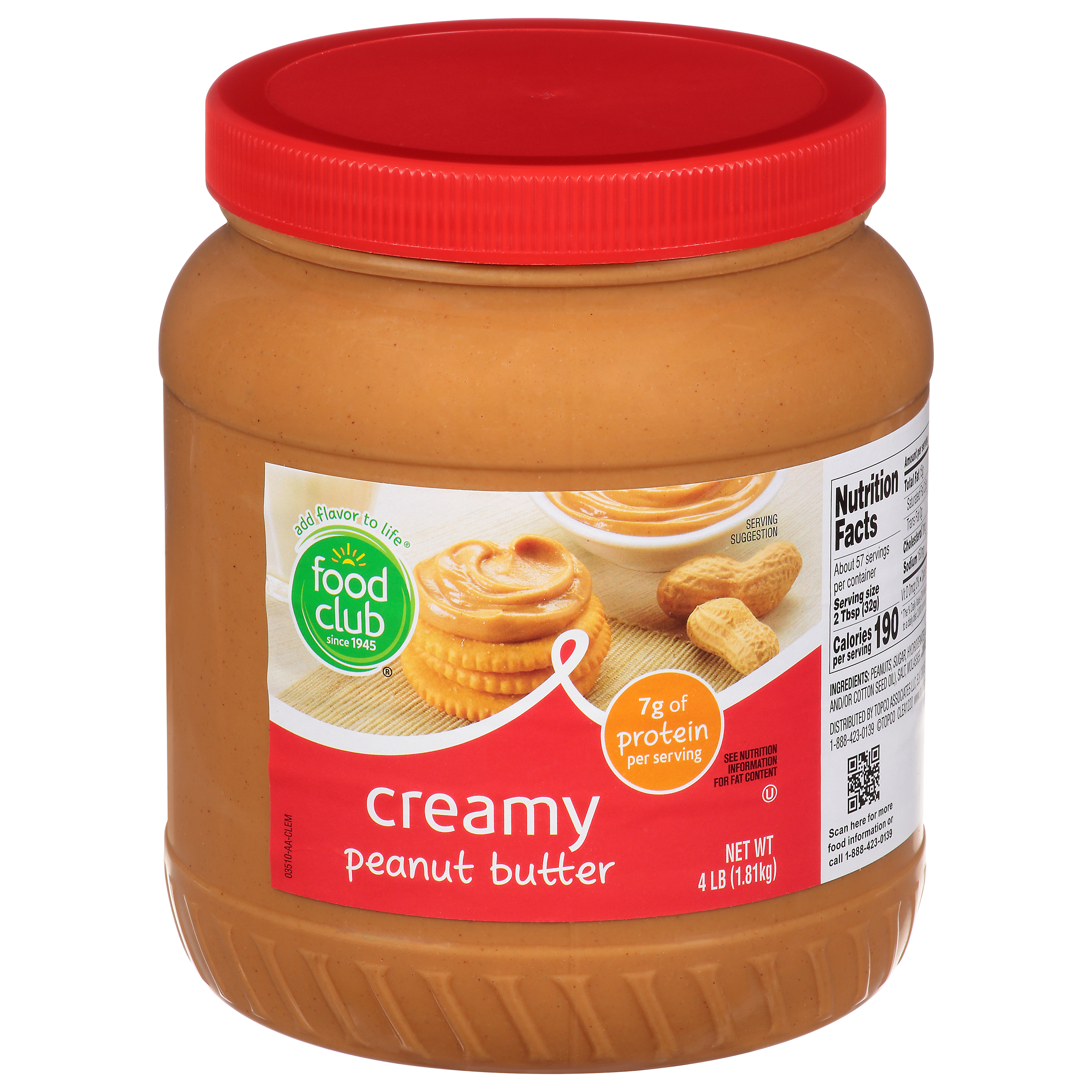 Food Club Creamy Peanut Butter 4 lb Jar