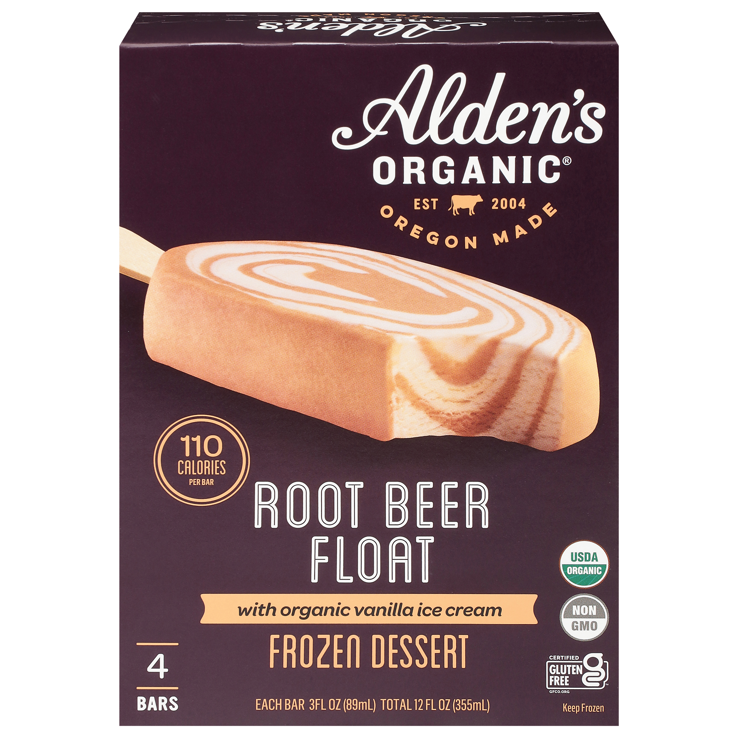 Alden's Organic Root Beer Float Frozen Dessert with Organic Vanilla Ice Cream