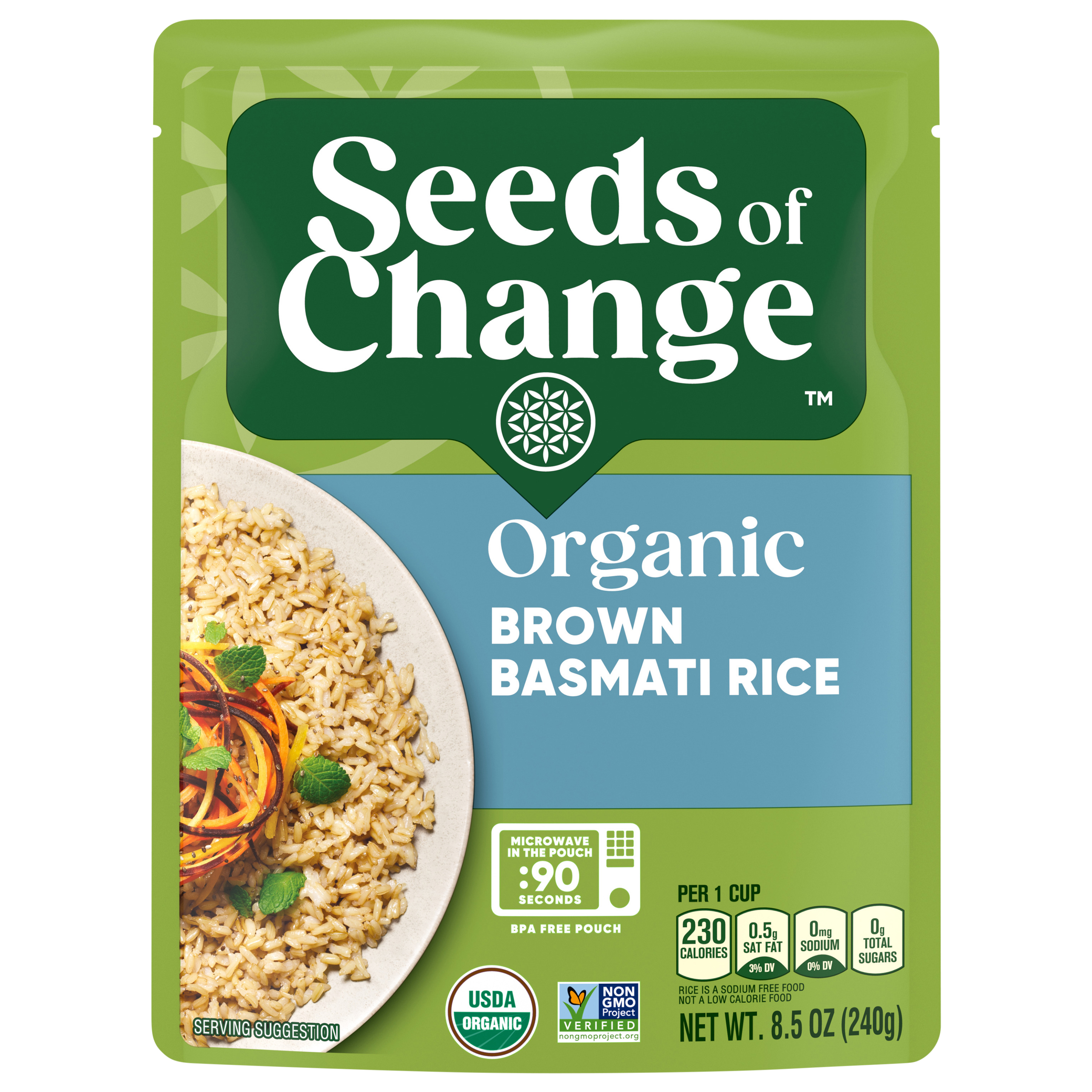 SEEDS OF CHANGE Certified Organic Brown Basmati Rice, 8.5 oz.